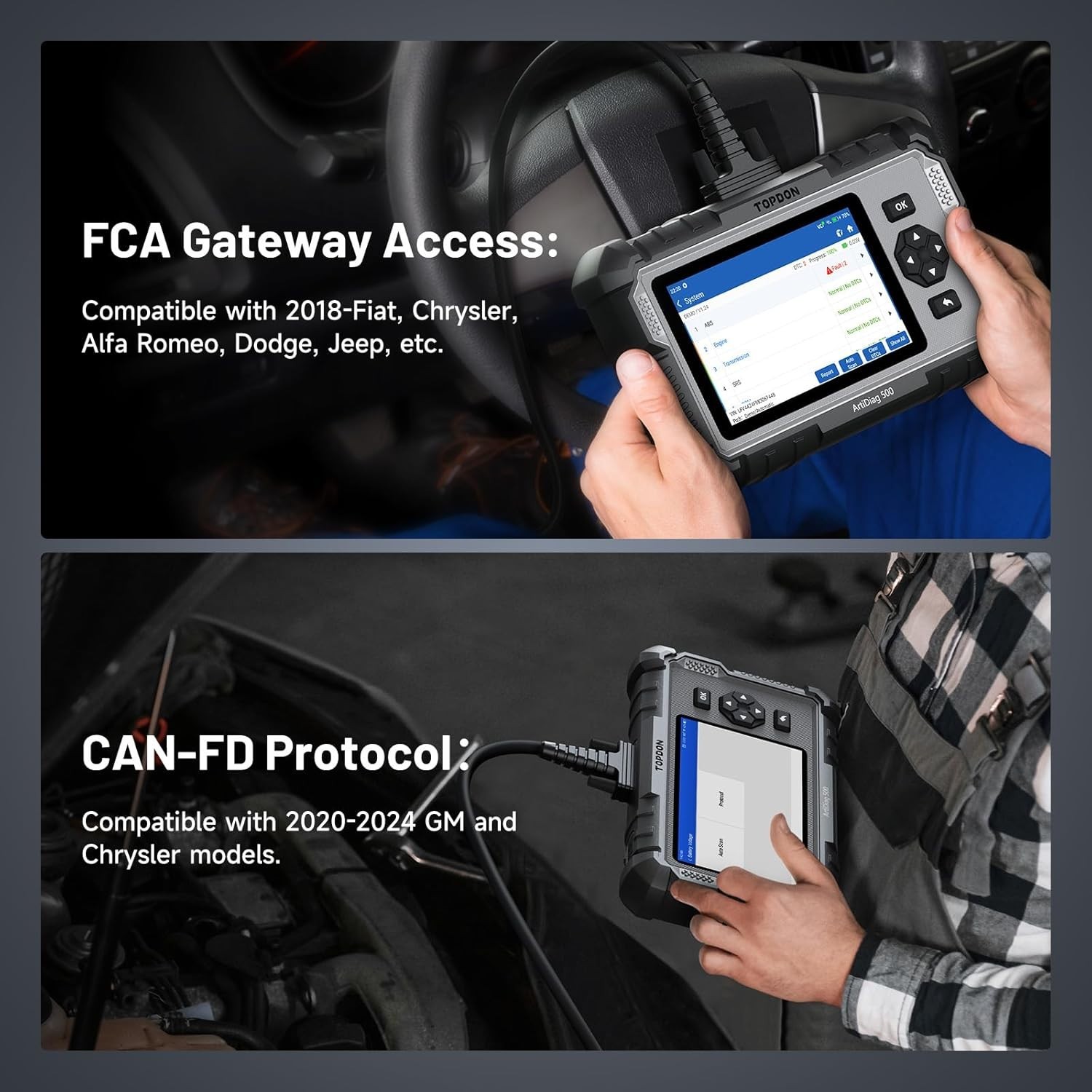 ArtiDiag500 4-System OBD2 Scanner with Full System Diagnostics & Reset Functions