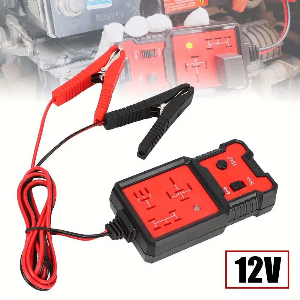 12V 4 & 5 Pin Relay Tester for Car-Professional Auto Automotive w/ Battery Clips