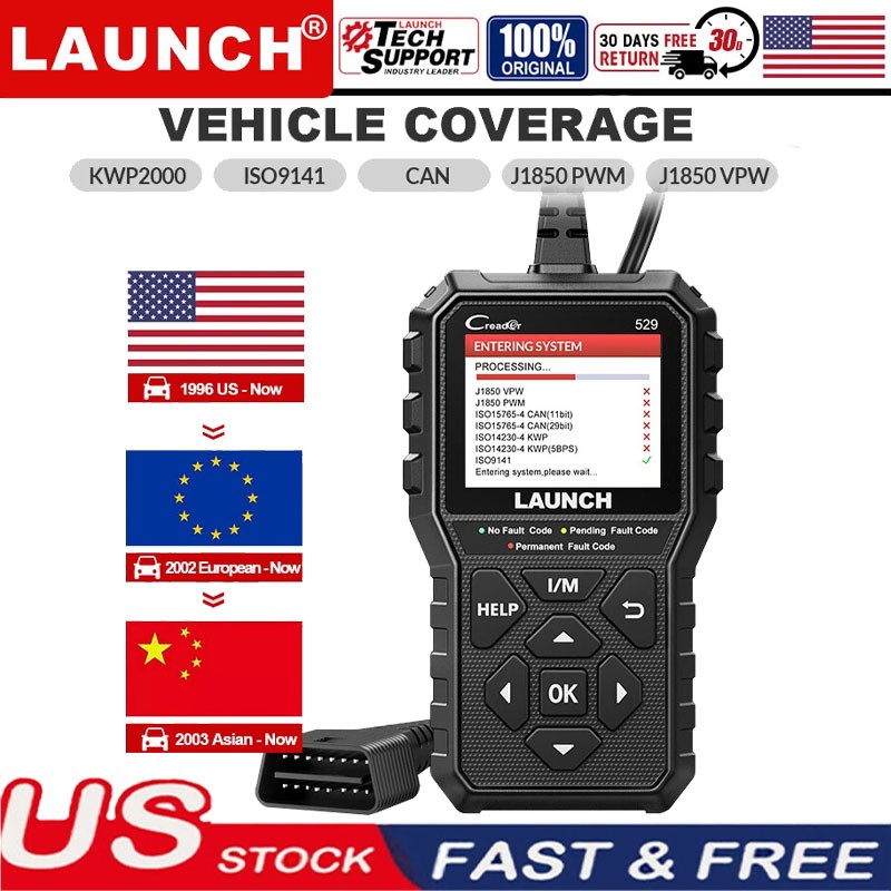 LAUNCH CR529 OBD2 Scanner Diagnostic Tool Code Read Clear I/M Readiness Freeze*^