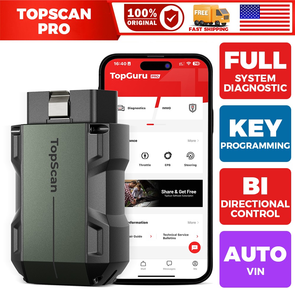 2025 TOPDON TopScan PRO Bluetooth Key Fob Programmer All System Diagnostic Tool