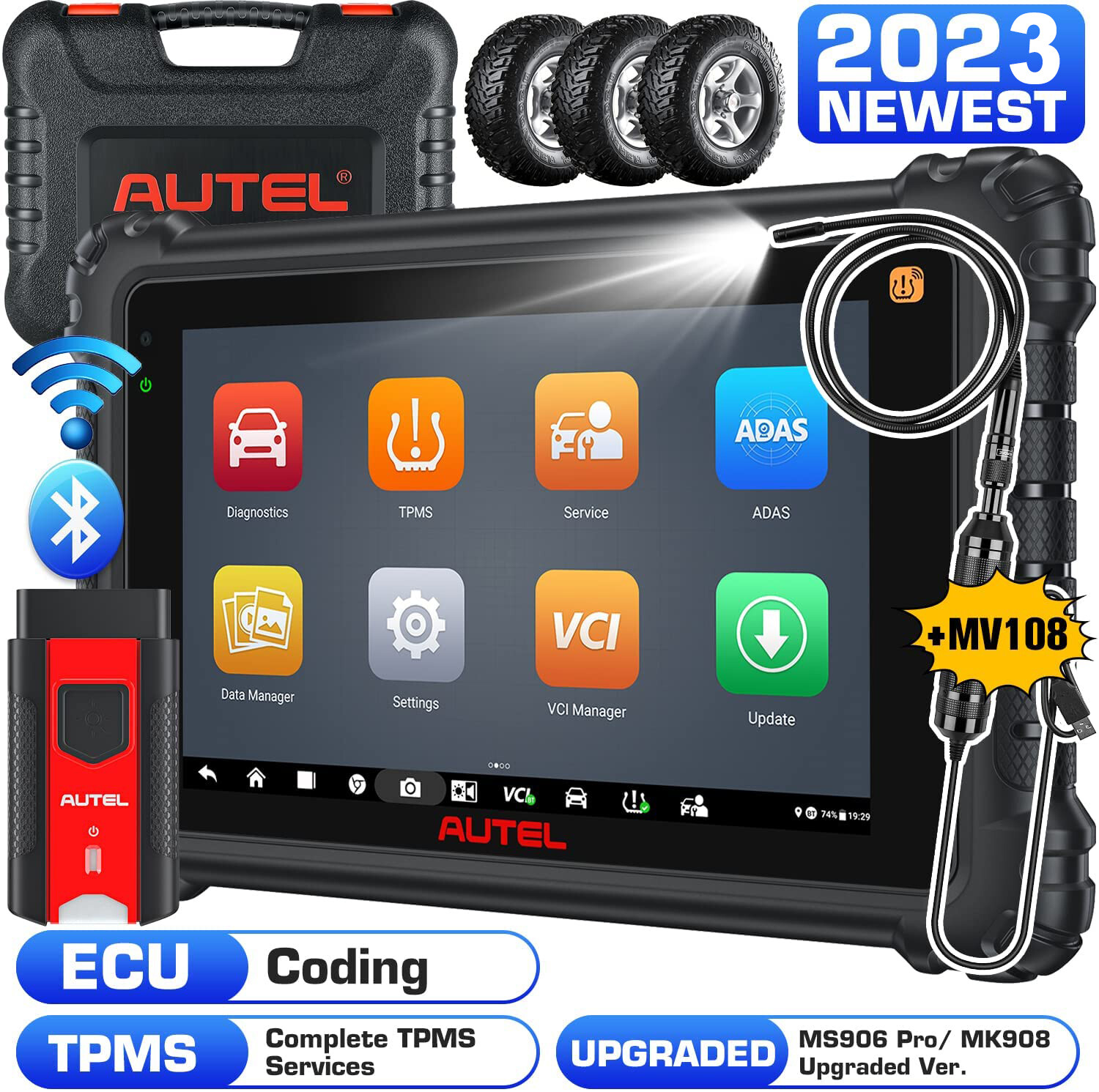 2023 Autel Maxisys MS906Pro-TS Complete TPMS Diagnostic Scanner KEY Coding Tool