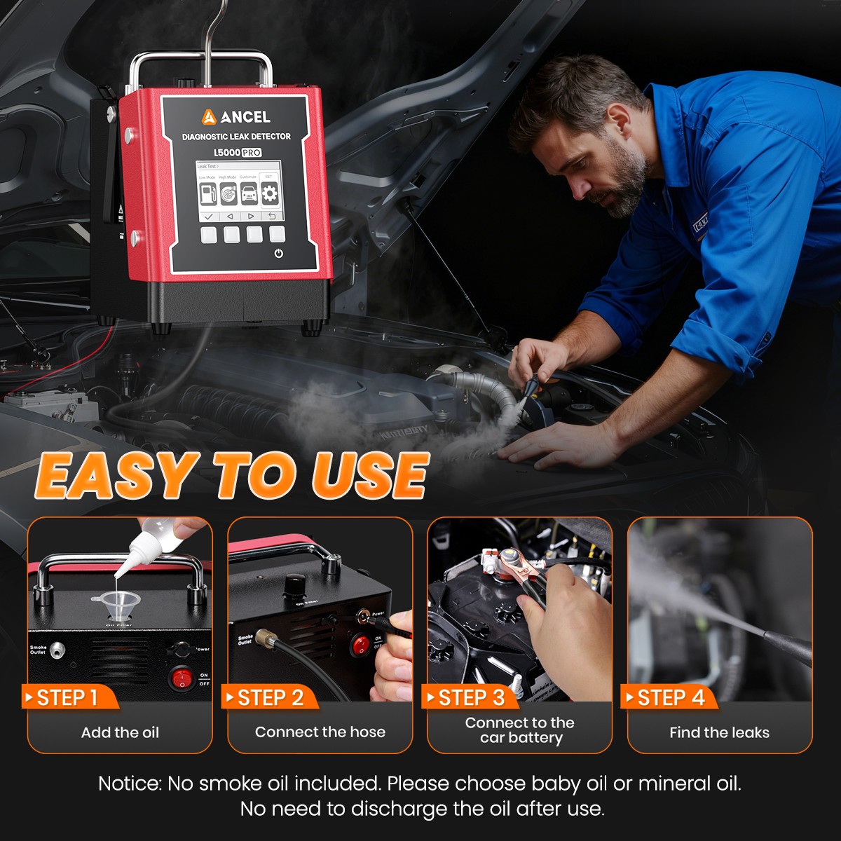 ANCEL Digital Dual Mode EVAP Smoke Machine Tester Turbo System Detector L5000PRO
