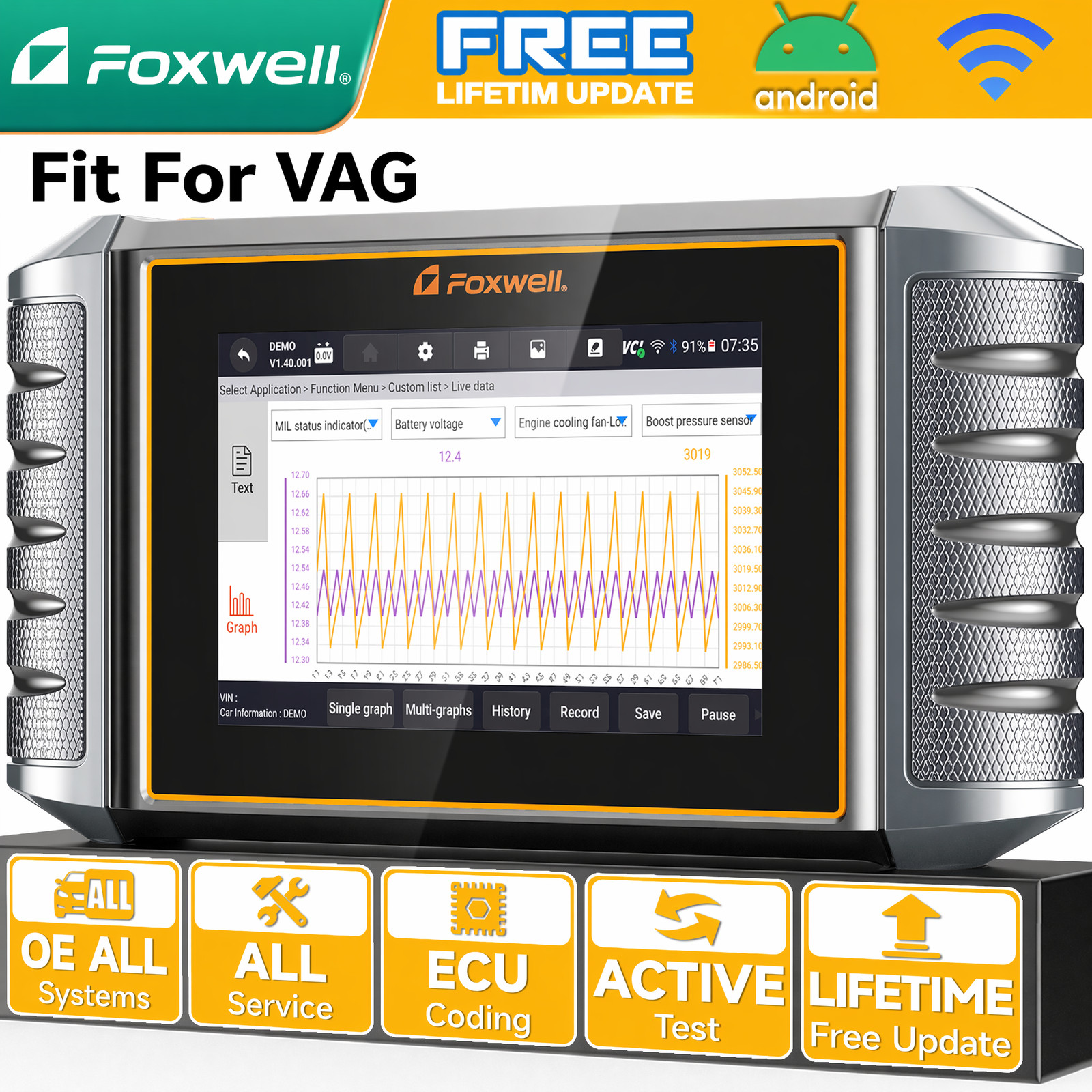 FOXWELL NT710 For VAG Car Bidirectional Scan Tool ABS SRS Oil Reset DPF