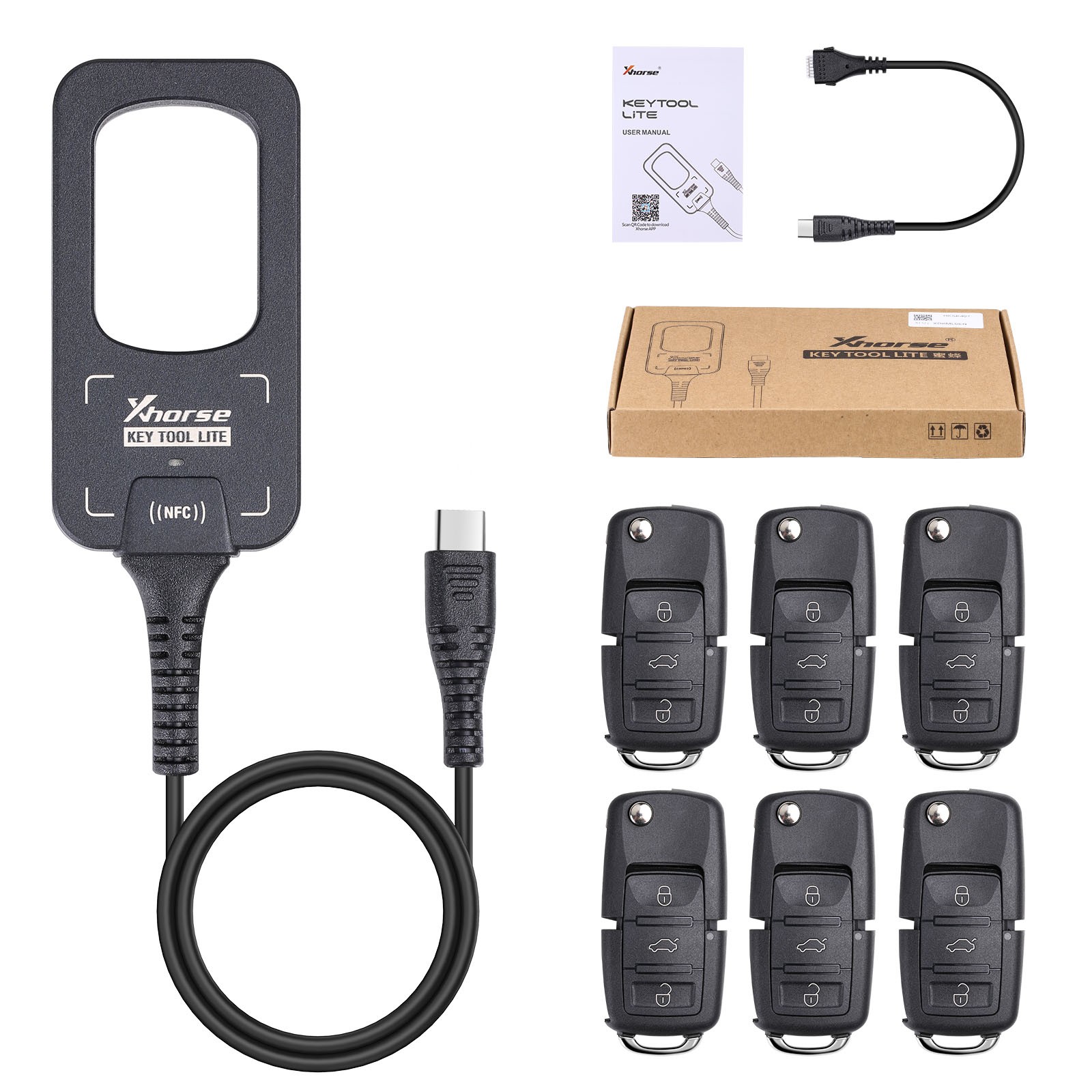 Xhorse VVDI BEE Key Tool Lite Remote Frequency Transponder +6PCS B5 XKB501EN Key