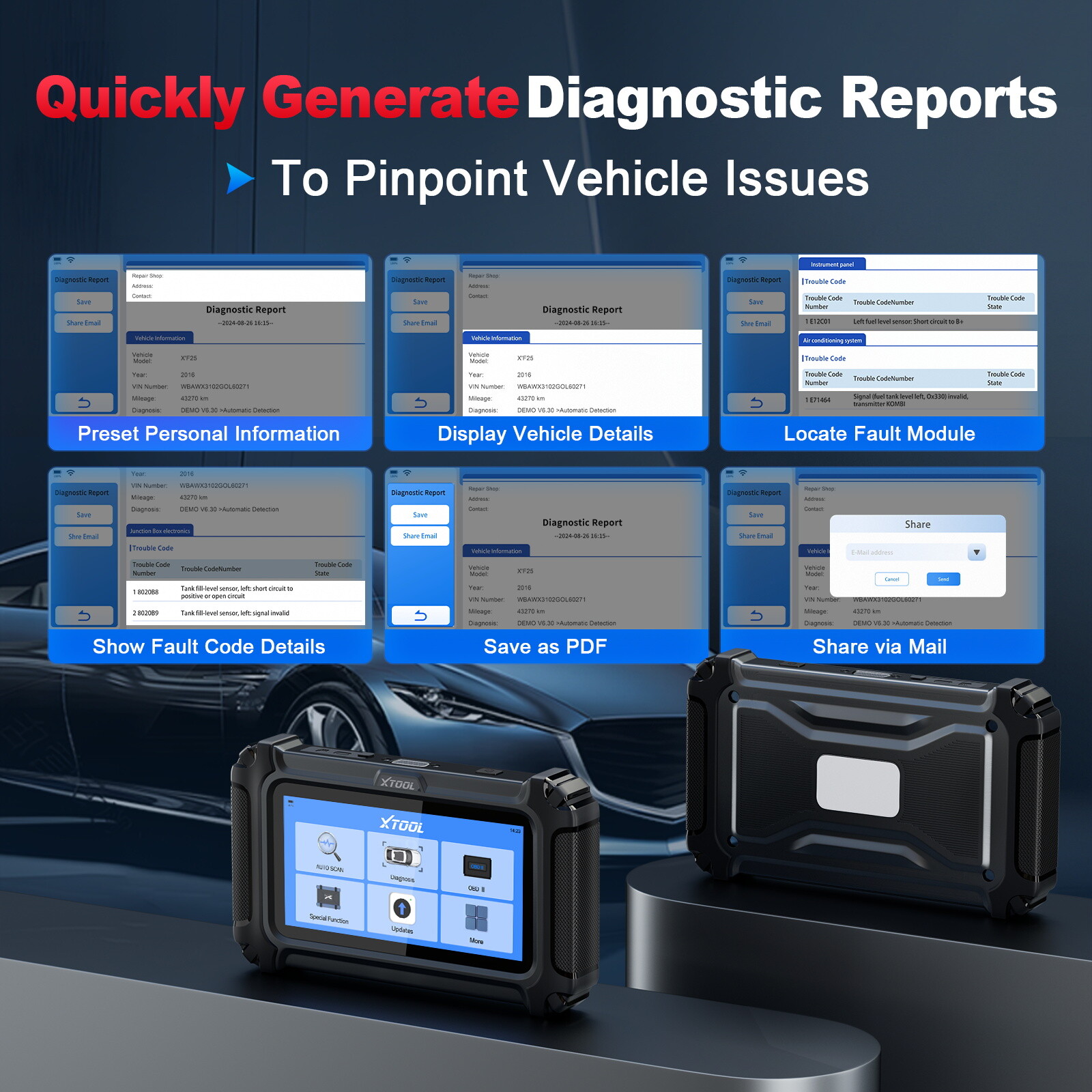 XTOOL D5S OBD2 Diagnostic Scanner Engine ABS SRS Fault Code Reader Free Update