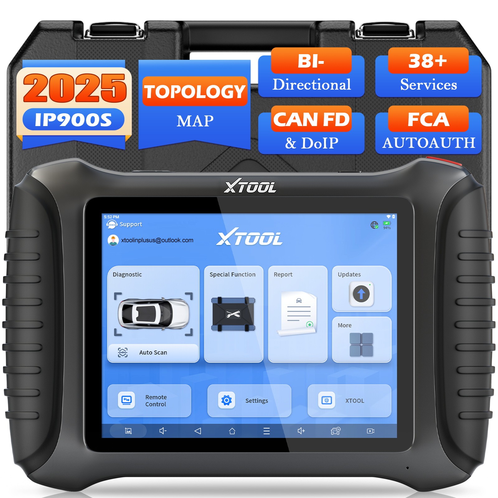 XTOOL IP900S OBD2 Scanner Bi-Directional All System Diagnostic Tool 8 inch VIN