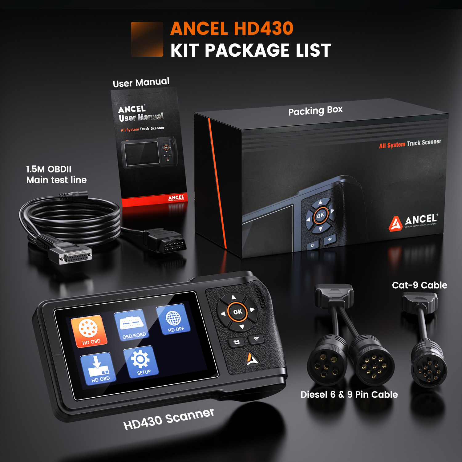 ANCEL HD430 Diesel Heavy Duty Truck OBD2 Scanner DPF Regen Reset ABS All System
