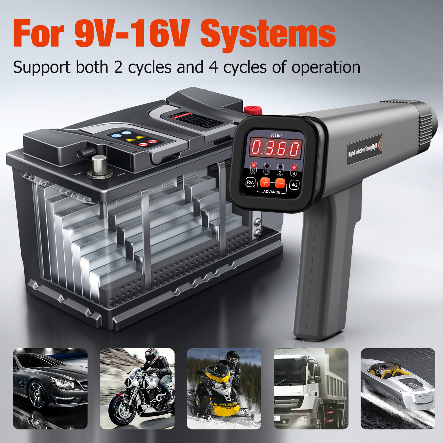 KZYEE KT60 Digital Engine Timing Gun Ignition Timing Strobe Light Inductive