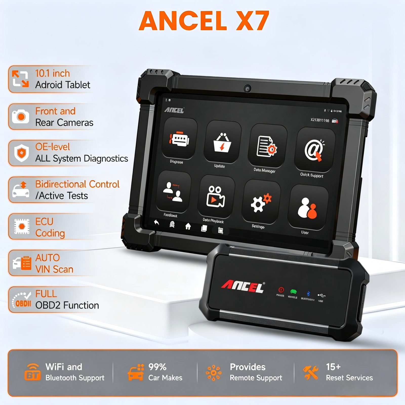 Full System Bidirectional OBD2 Scanner ANCEL X7 TPMS DPF IMMO TPS Reset Service