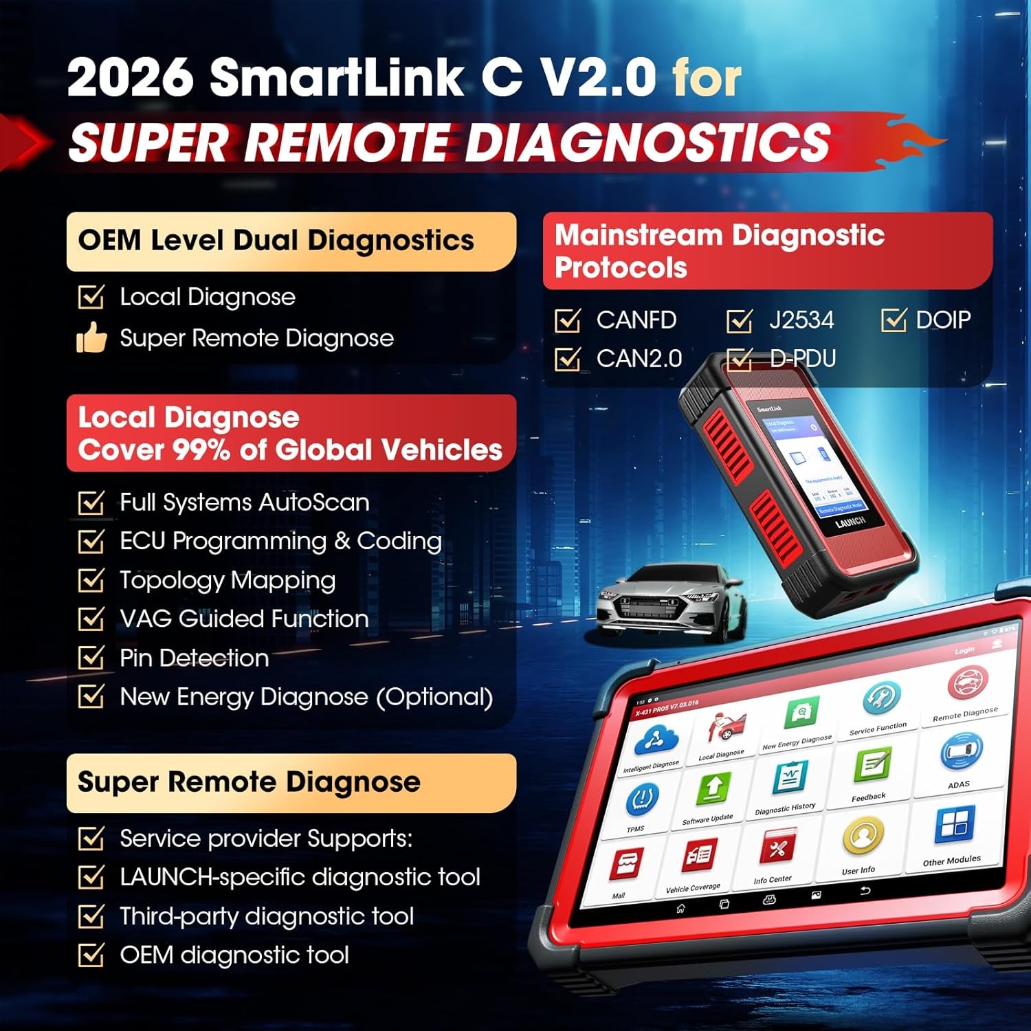 2026 LAUNCH X431 PRO 5 PAD V+ Car Diagnostic Scanner Tool Programming Key Coding
