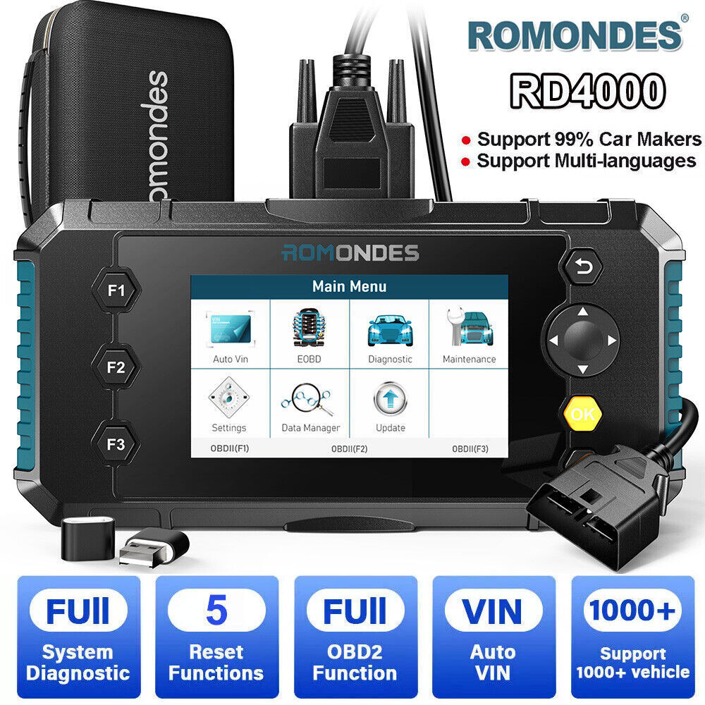 ROMONDES Full System Car OBD2 Scanner Auto ABS EPB Oil SAS Reset Diagnostic Tool