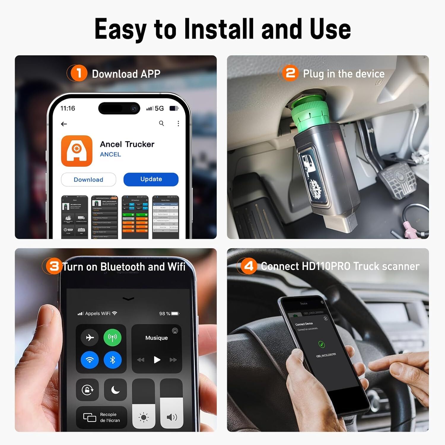 ANCEL HD200 All System Heavy Duty Truck Diagnostic Scanner Speed Limit Adjust