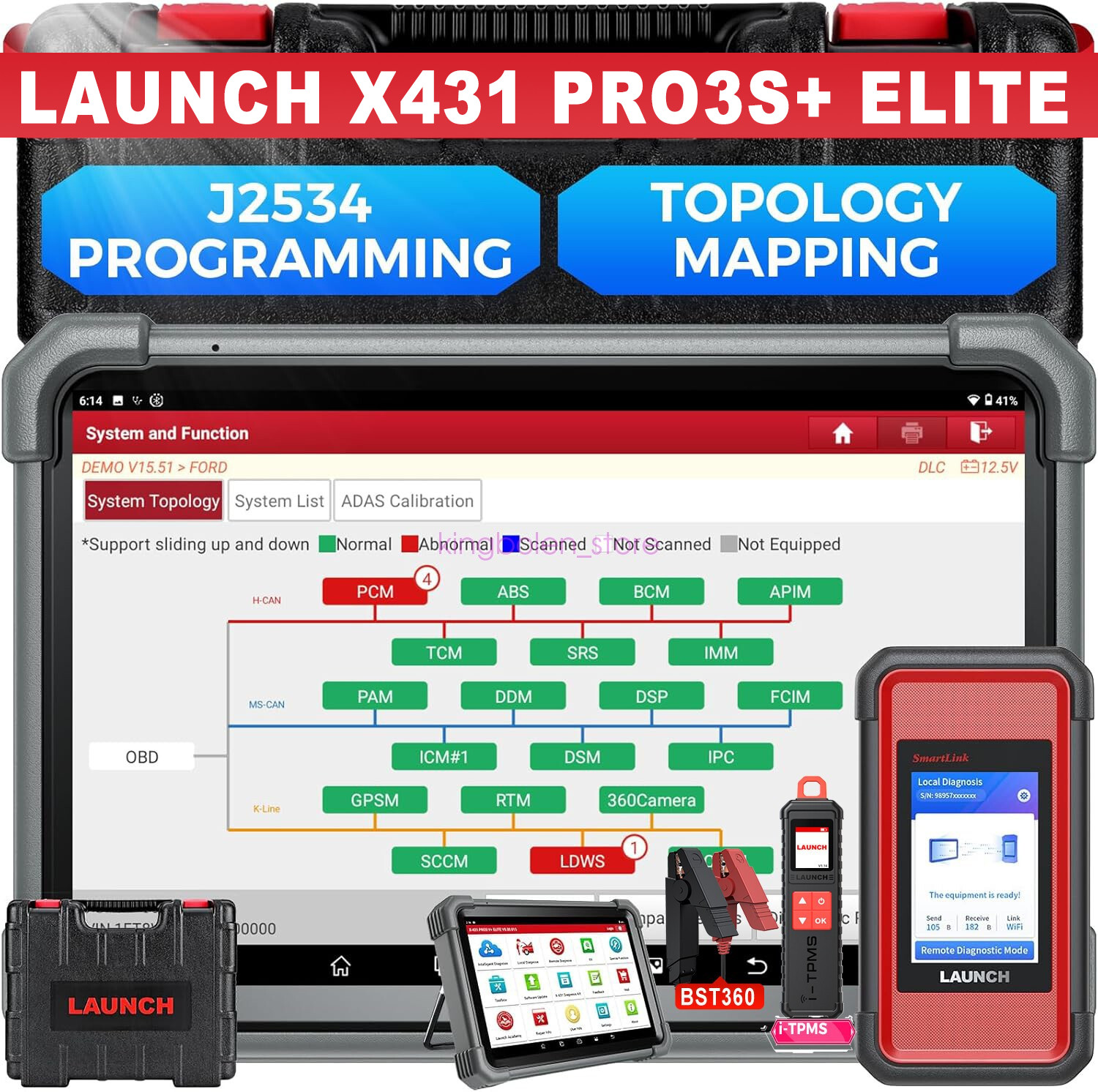 LAUNCH X431 PRO3S+ ELITE V+5.0 PRO5 Car Diagnostic Tool J2534 Programming Coding