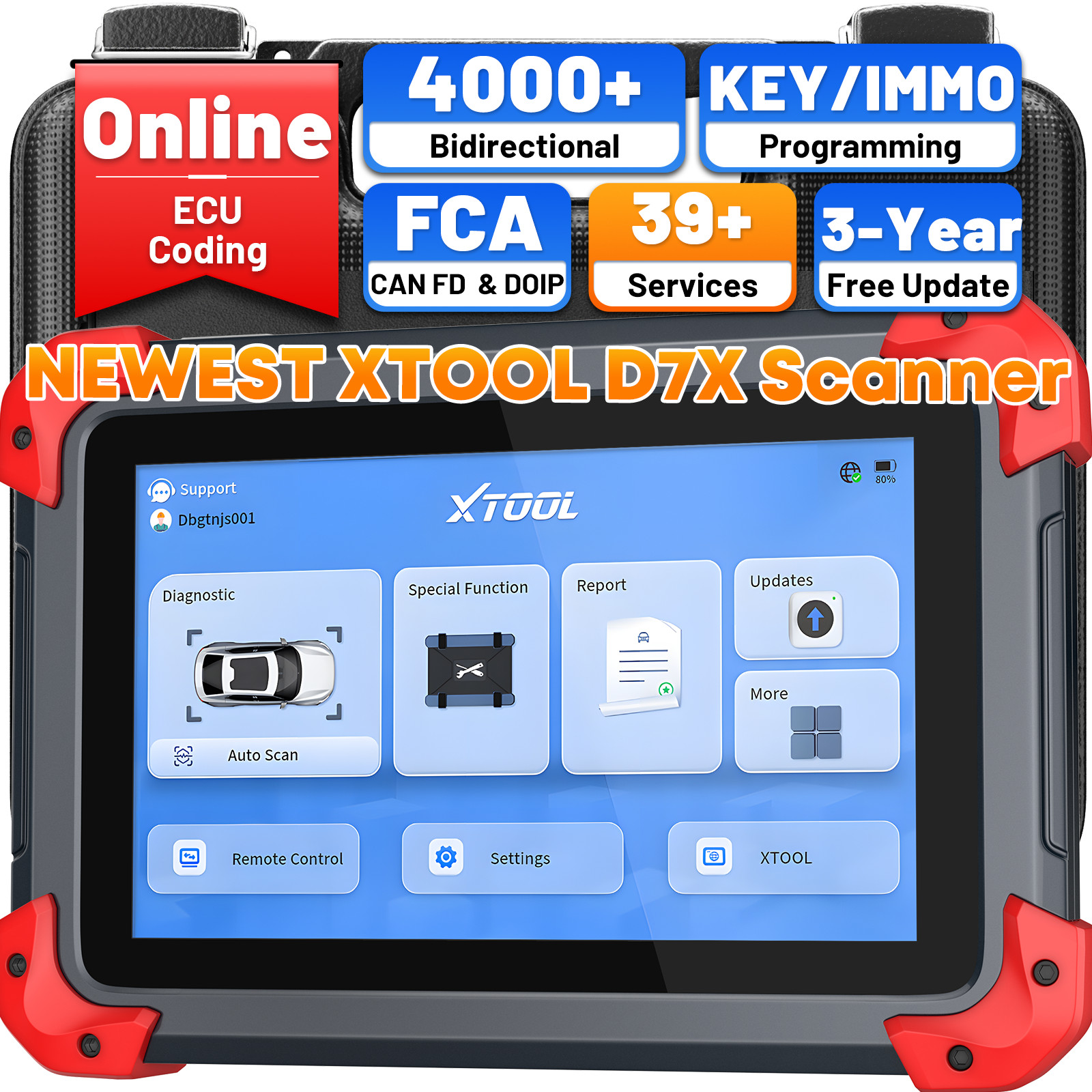 XTOOL D7X Bidirectional OBD2 Scanner Diagnostic Tool Key Programmer 39+Services