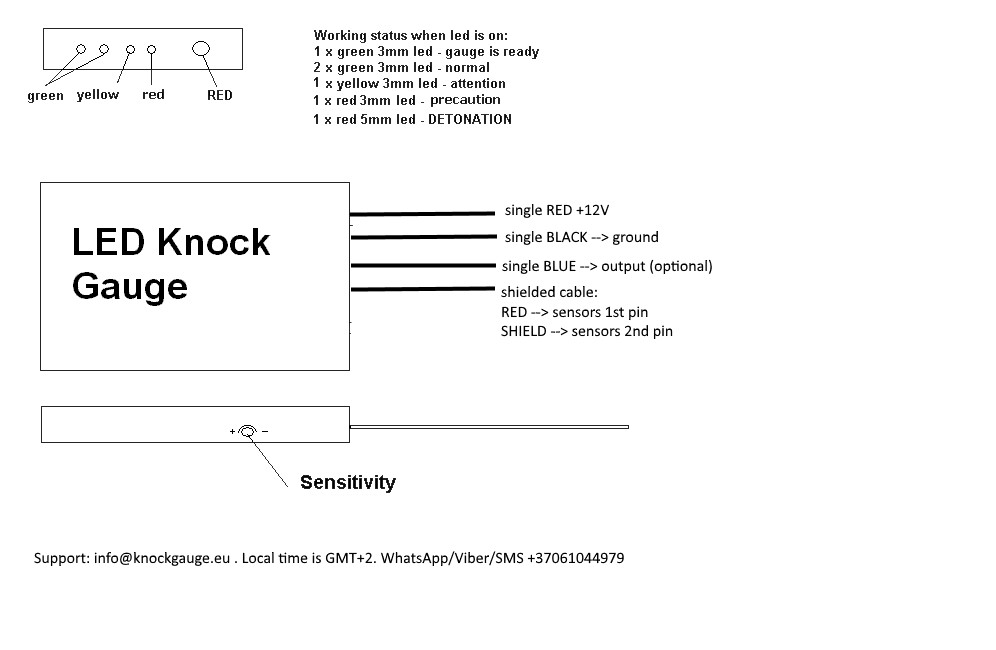 Knock gauge for detonation sensor klopfsensor NEW with output 0+5V