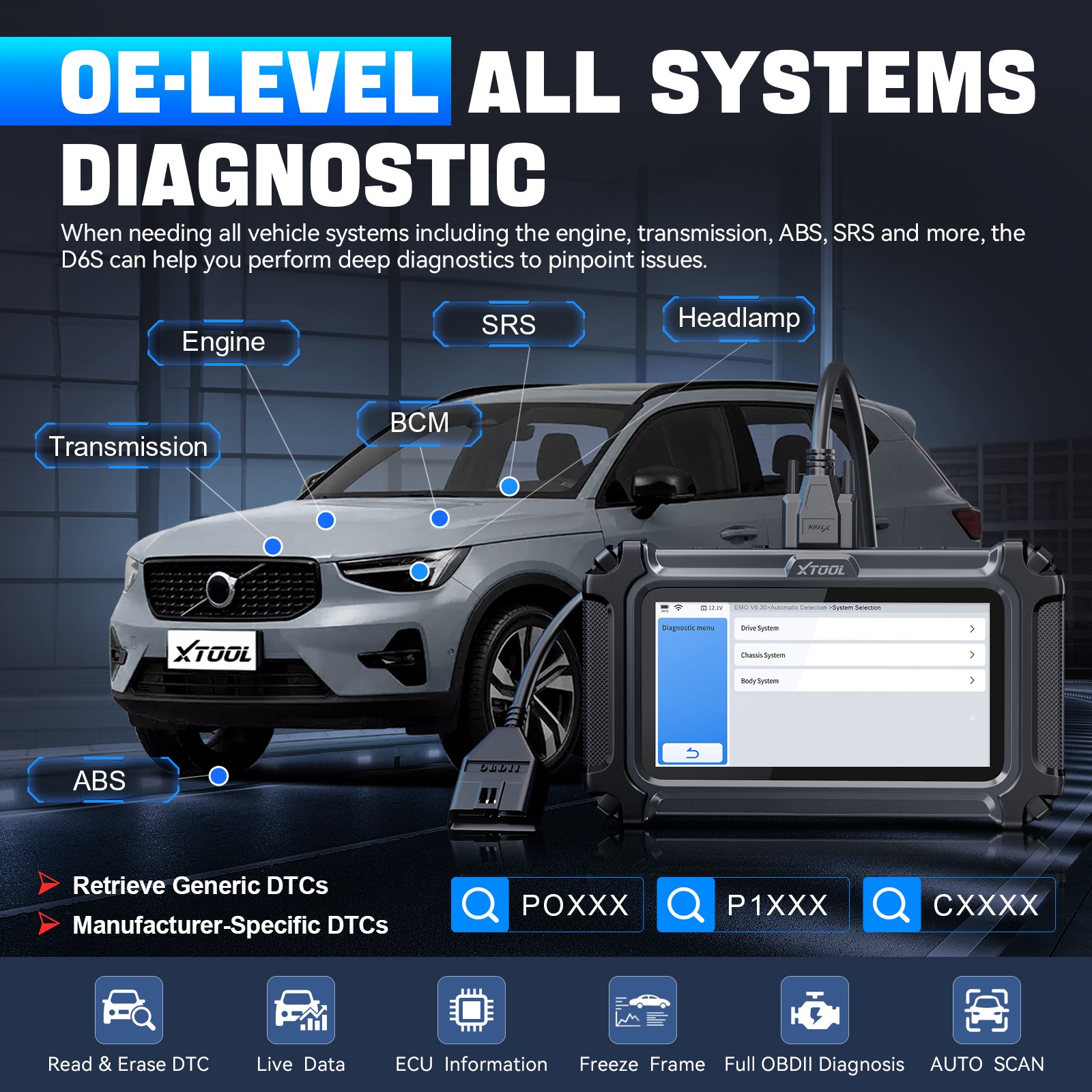 2026 XTOOL D6 OBD2 Scanner All System Diagnostic Scanner Lifetime Free Update
