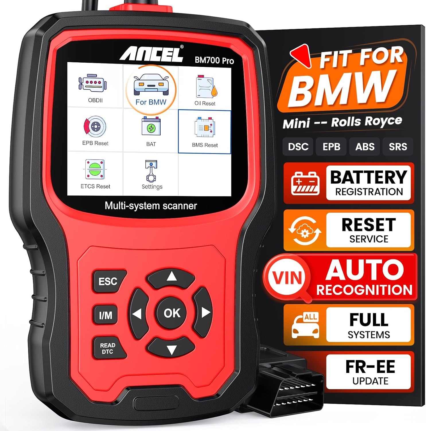 ANCEL BM700 PRO for BMW/Mini/RR Scanner Battery Registration Tool Code Reader
