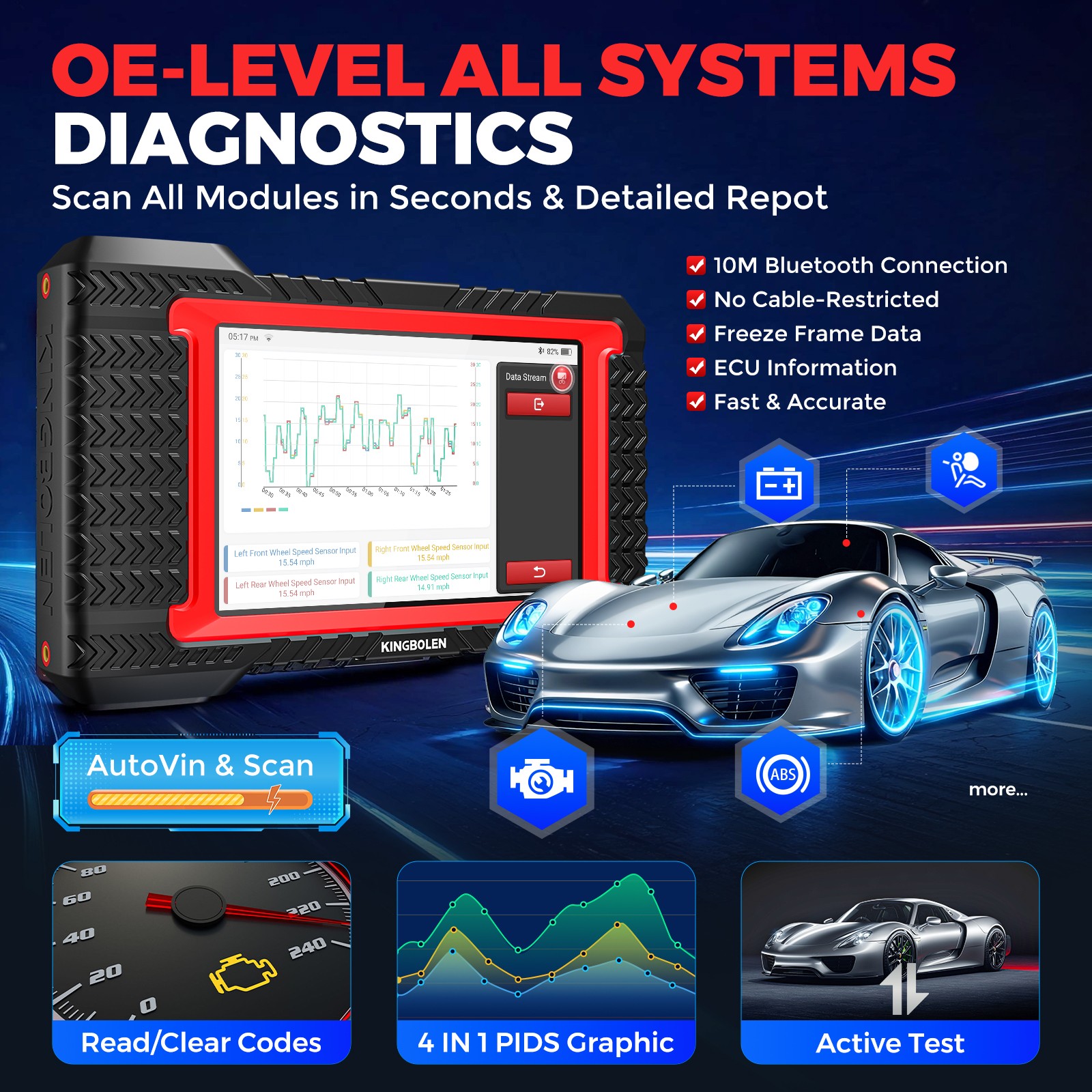 2026 KINGBOLEN K7 BT Car Bidirectional Scanner Auto Full System Diagnostic Tool