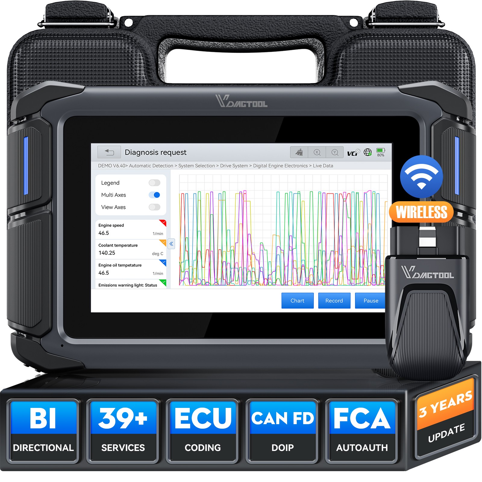 VDIAGTOOL VD70S Bidirectional Diagnostic Tool OBD2 Scanner 39+ Reset Full System