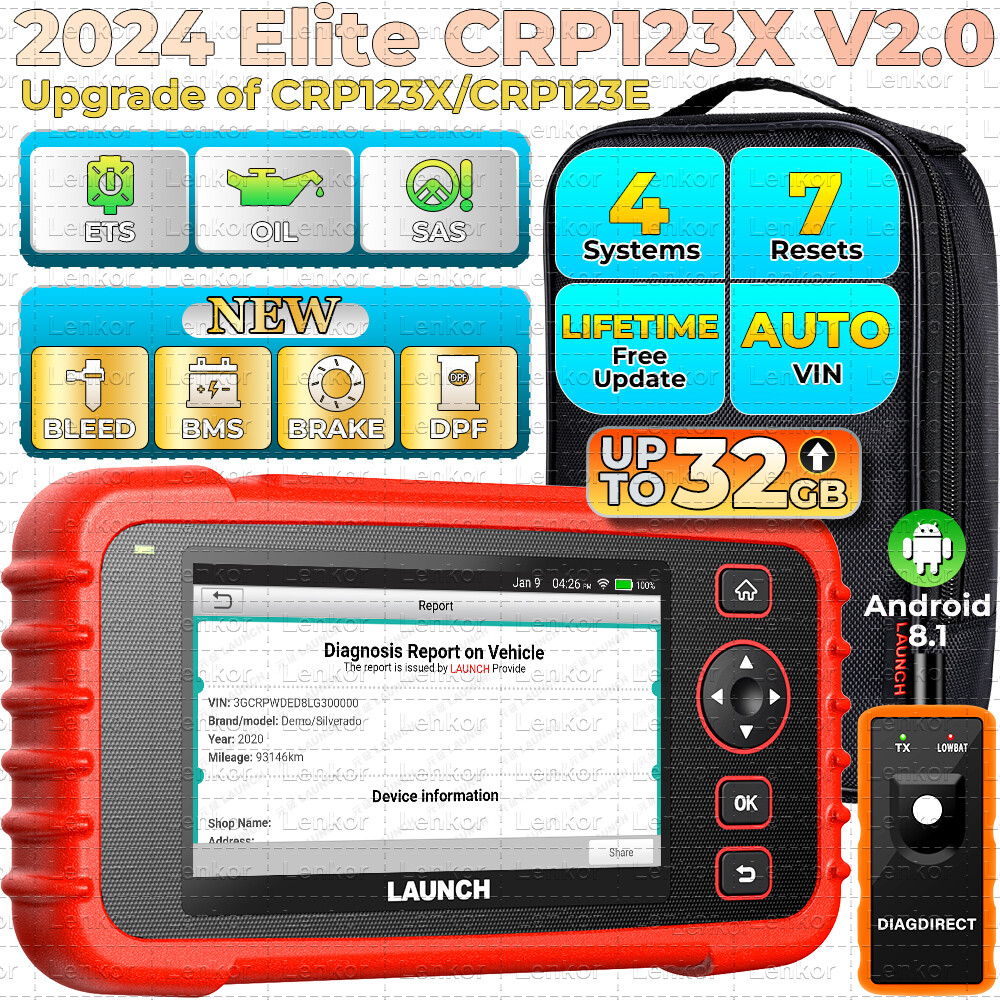 2024 LAUNCH CRP123X V2.0 PLUS ELITE Car OBD2 Scanner Code Reader Diagnostic Tool