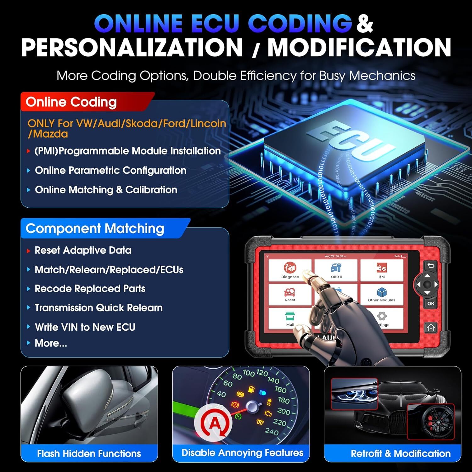 LAUNCH X431 Scan Tool CRP919E Bidirectional Car Diagnostic Scanner ECU Coding