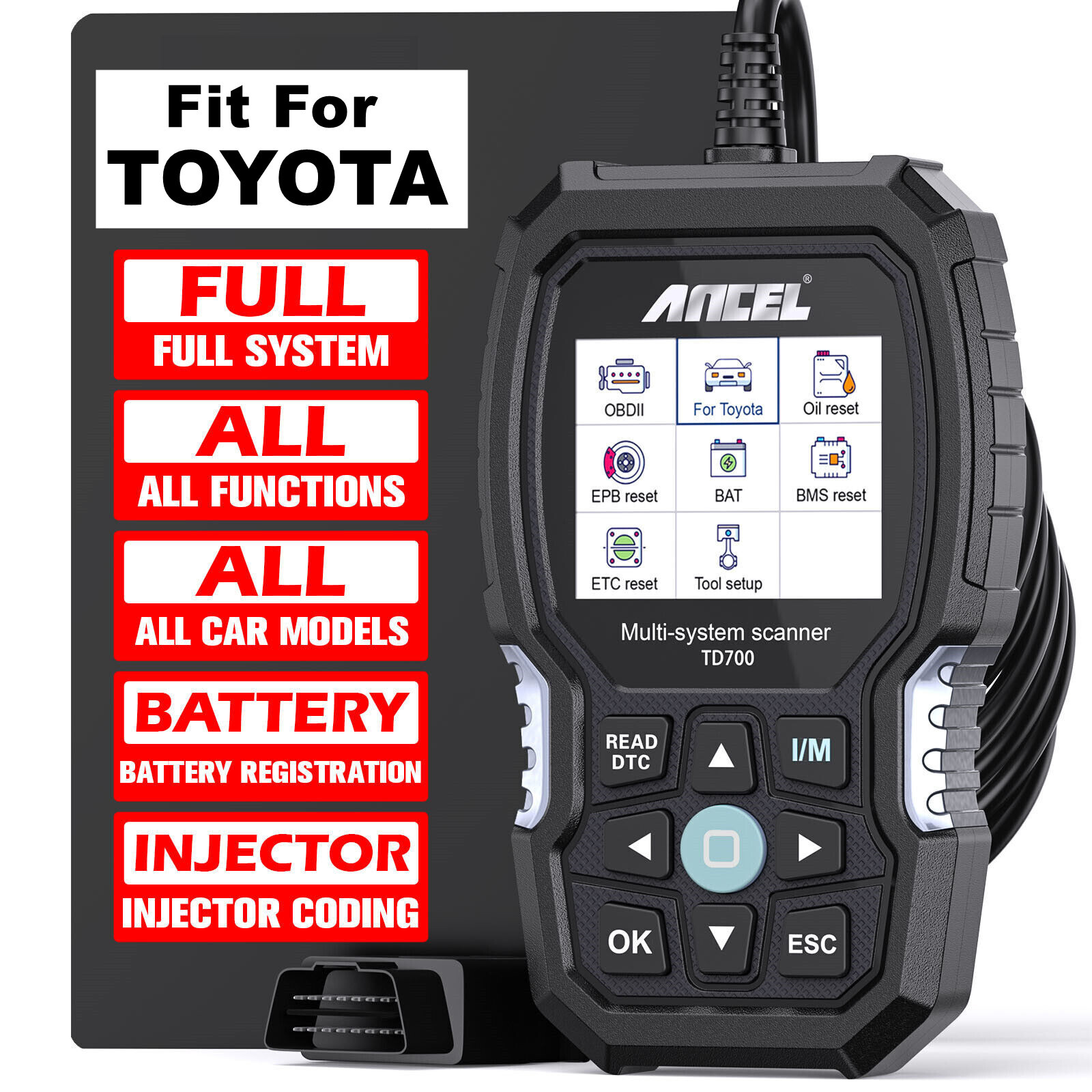Auto All System Scan OBD2 Scanner Fit For Toyota Car Code Reader Diagnostic Tool