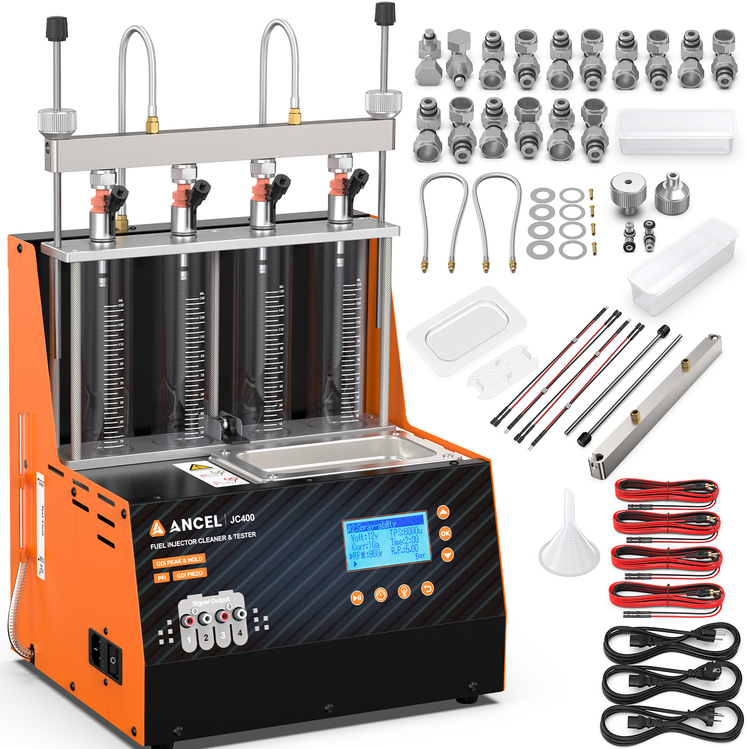 GDI EFI TSL 4 Cylinder Ultrasonic Fuel Injector Cleaner Tester Cleaning Machine