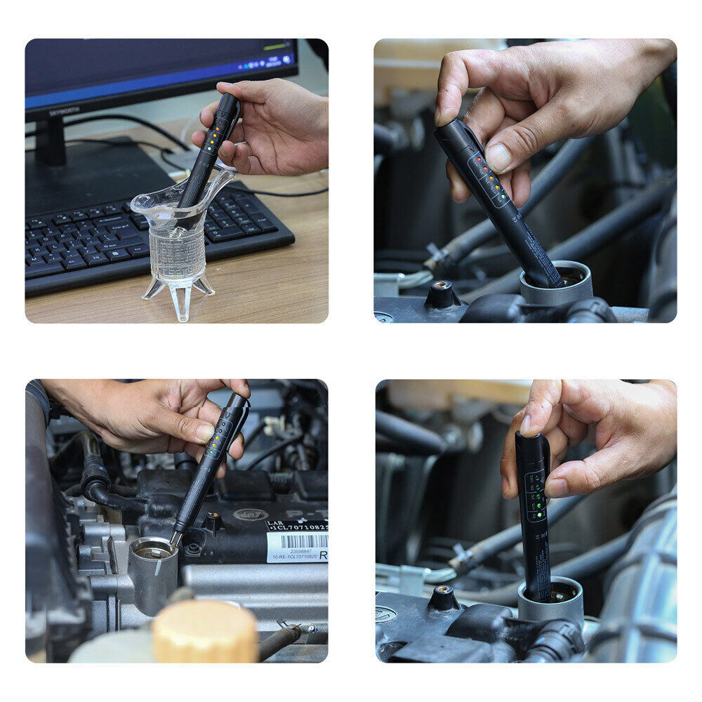 Auto Vehicle Brake Fluid Liquid Tester Oil Moisture Tester 5 LED Indicator Pen
