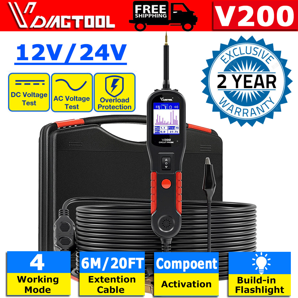 VDIAGTOOL V200 Circuit Tester Electrical Power Probe Auto Diagnosis Tool 12V 24V