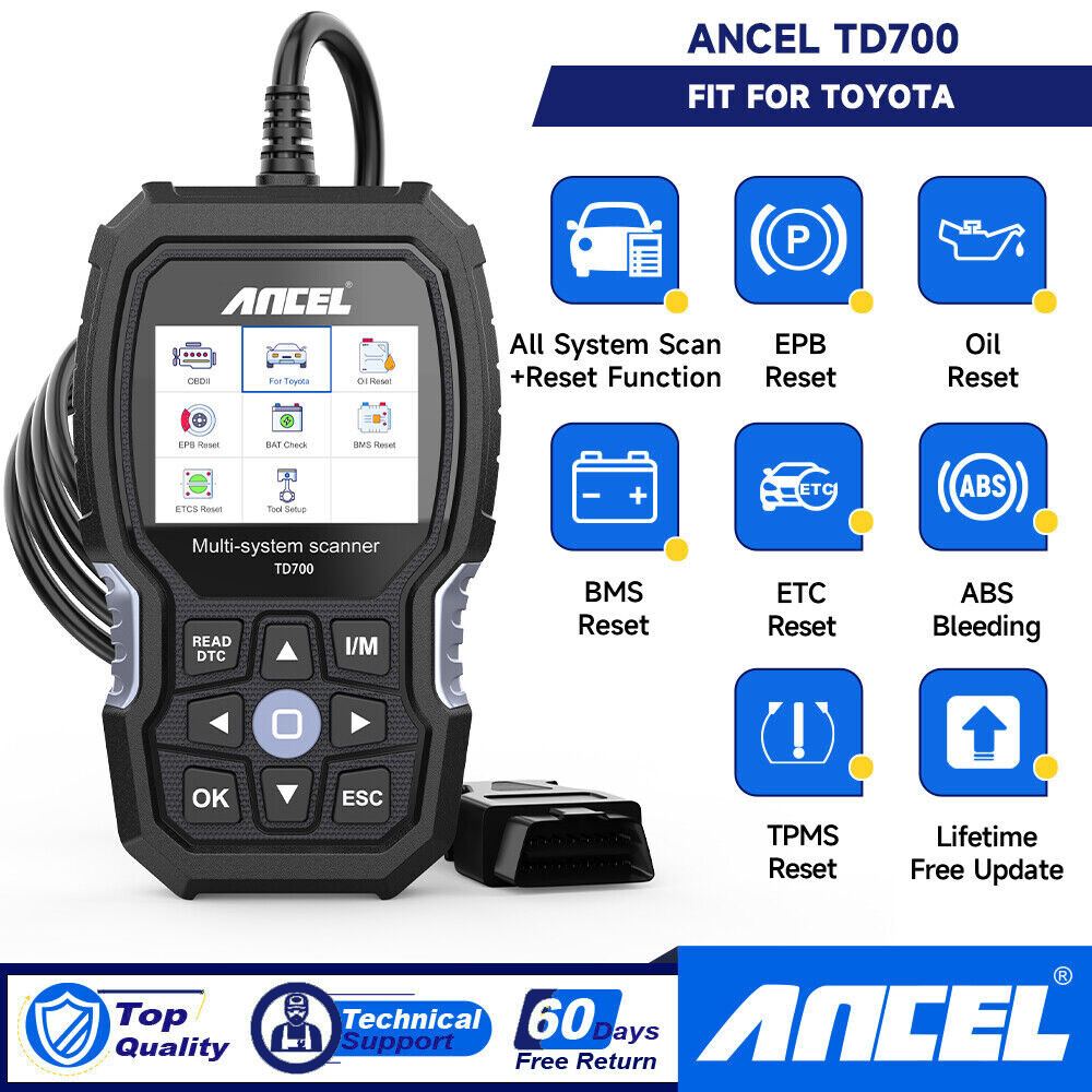 ANCEL TD700 Full System OBD2 Diagnostic Scanner ABS SAS DPF TPMS Fit For TOYOTA