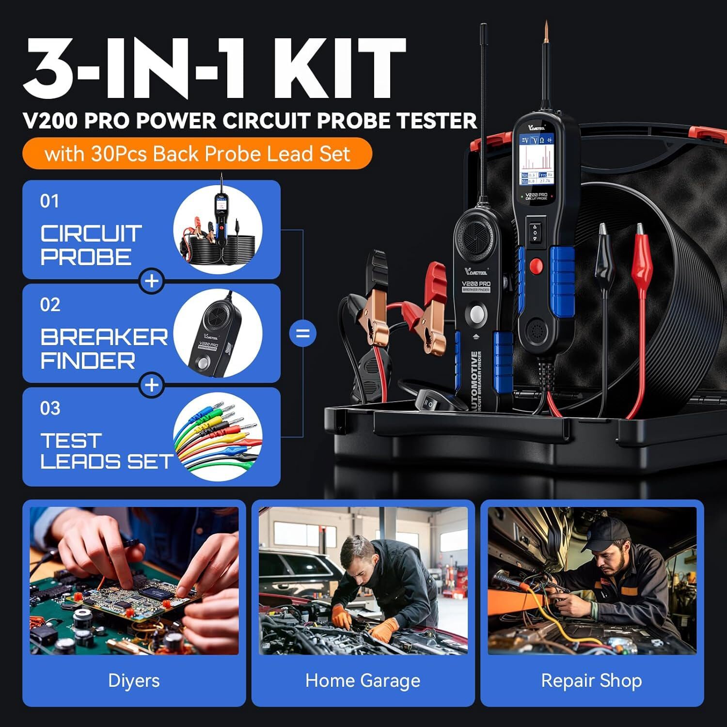 2025 VDIAGTOOL V200Pro Power Scan Circuit Tester Electrical Power Probe Tool 12V