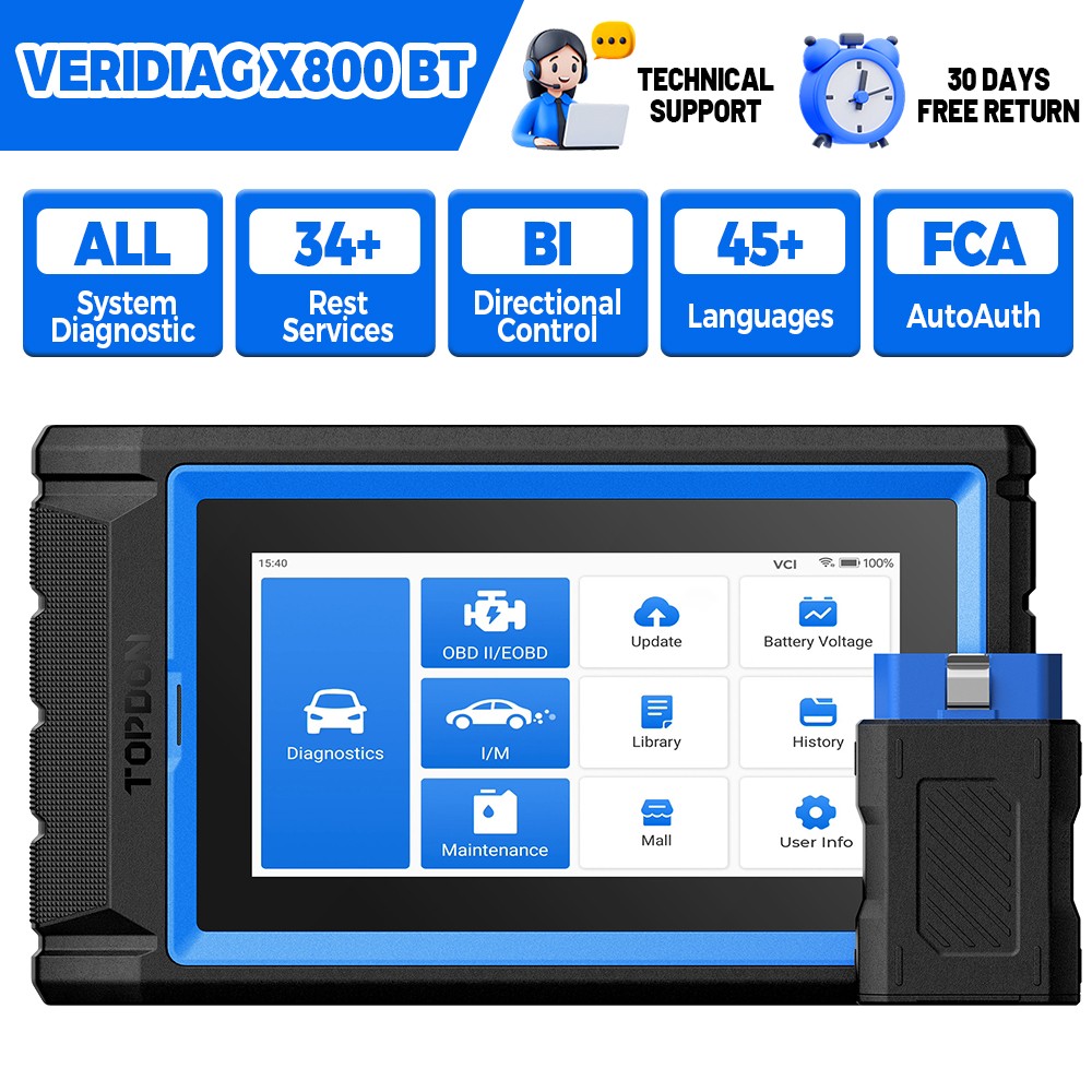2026 NEW! TOPDON VeriDiag X800 BT OBD2 Scanner 34+ Resets Bi-Directional Tool