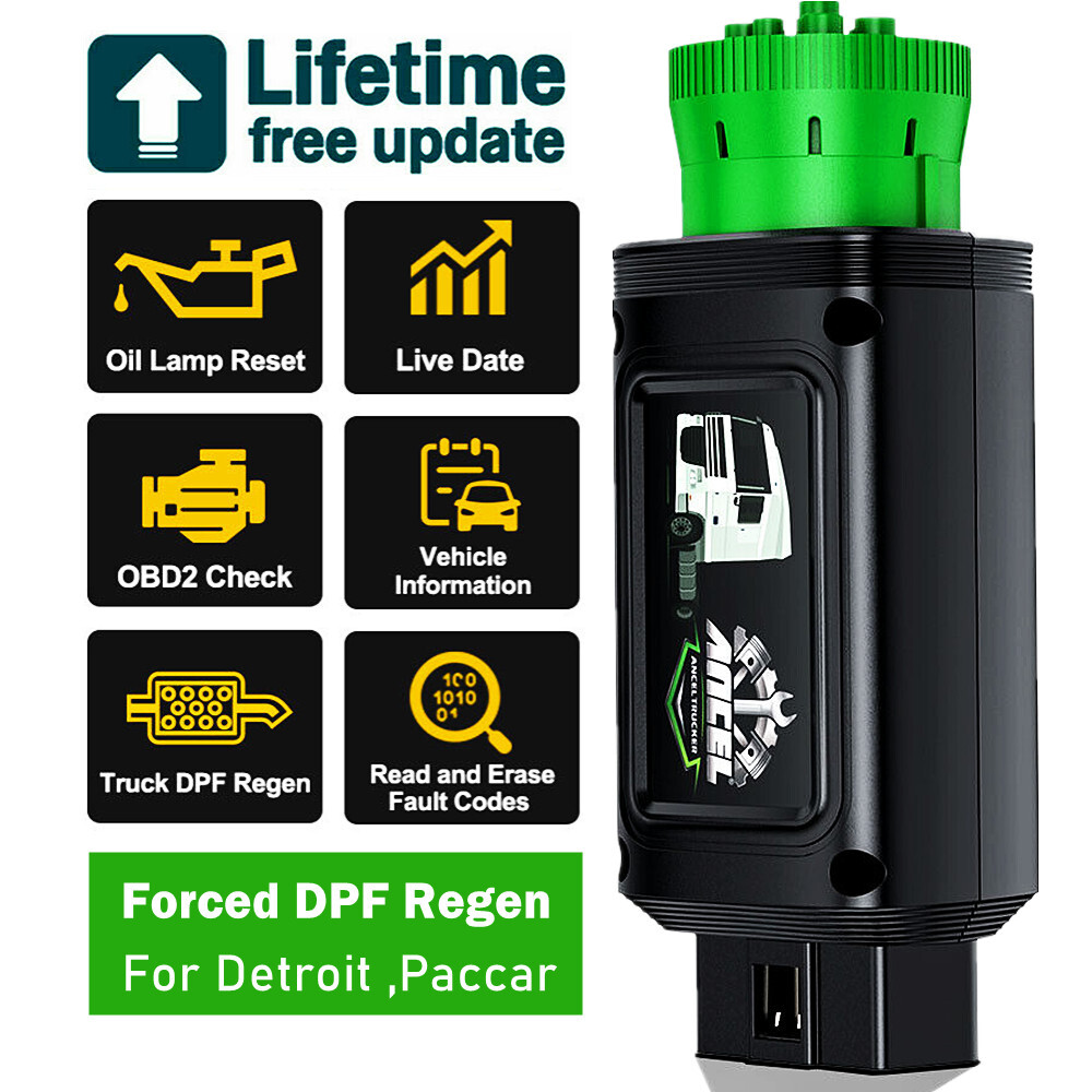OBD Green 9pin Heavy Duty Truck Tool OBD2 Scanner Regen DPF for Detroit Paccar 