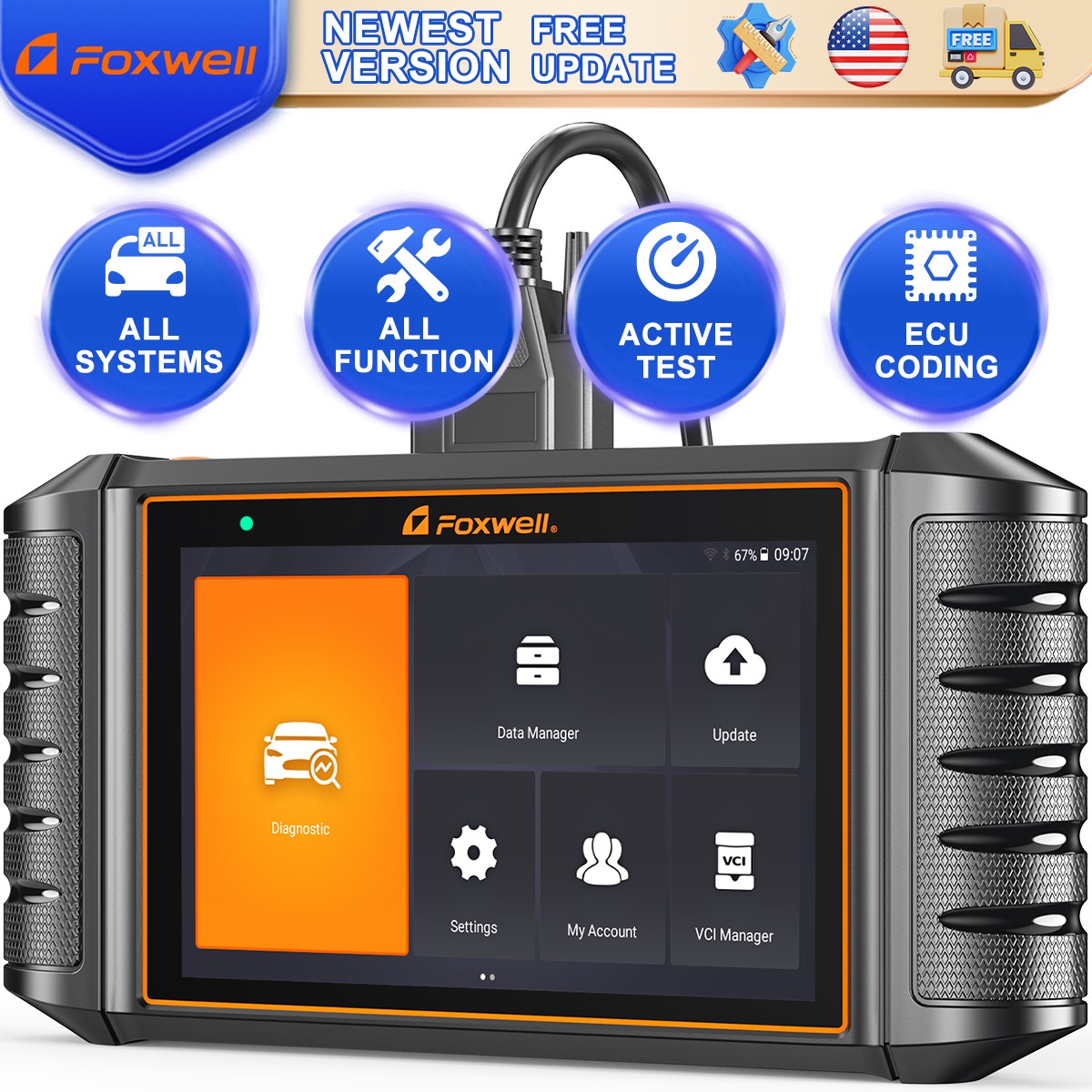 FOXWELL NT710 Bidirectional Car OBD2 Scanner Diagnostic E-CU Coding for Honda