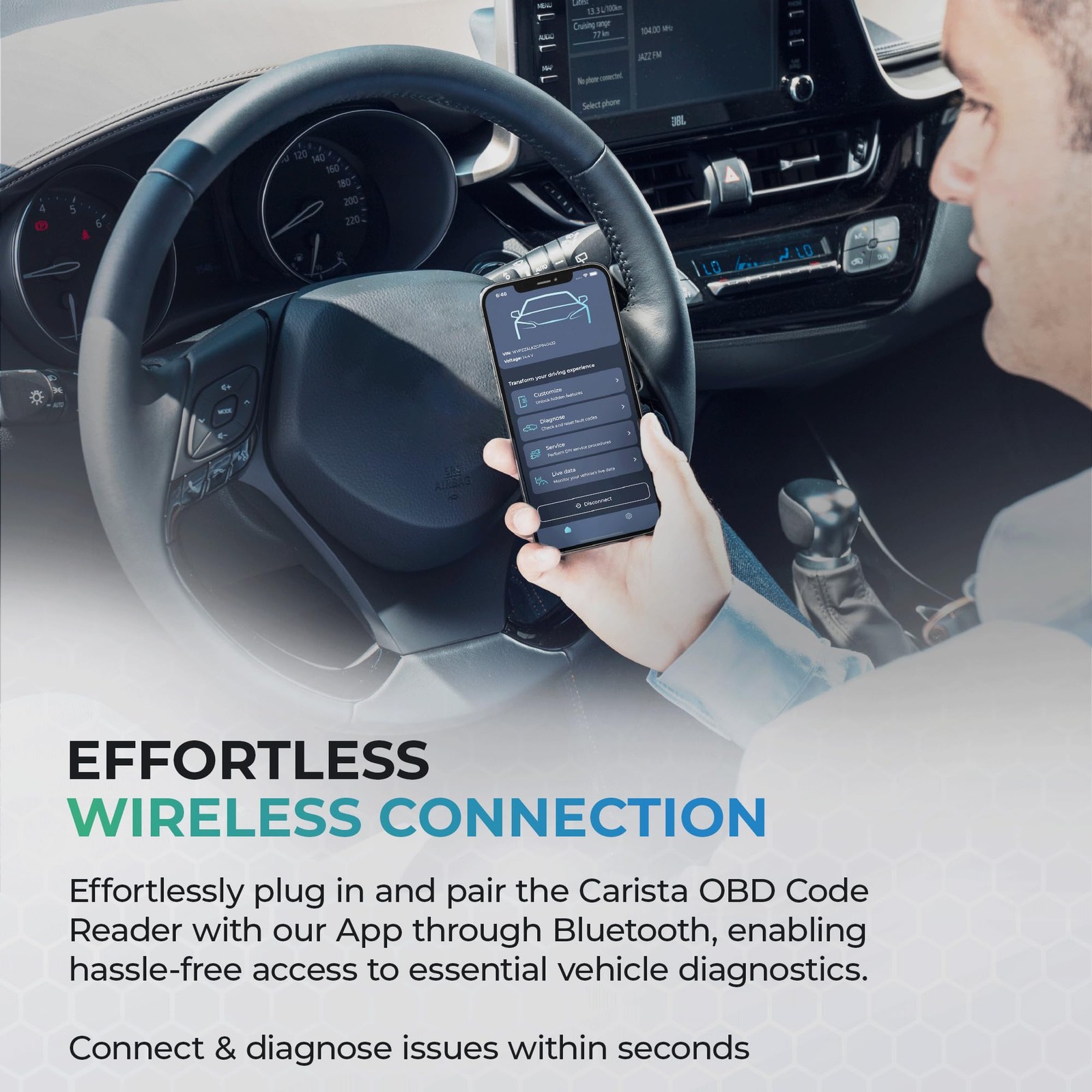 Carista OBD – Bluetooth OBD2 Scanner – Car Diagnostic Tool and White