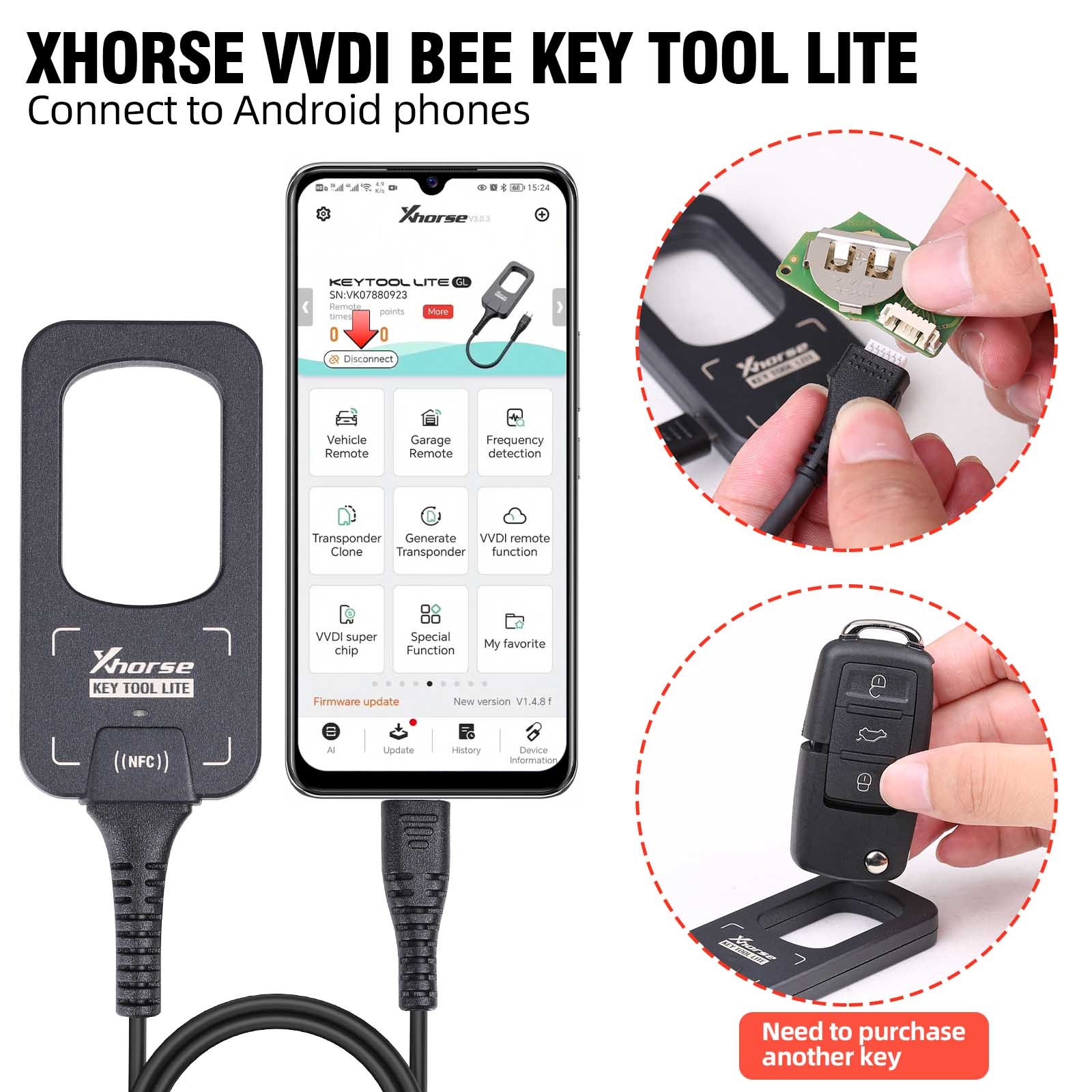 Xhorse VVDI BEE Key Tool Lite Frequency Detection Remote Control Generation