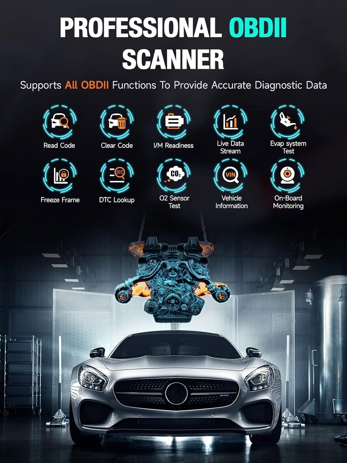 ANCEL AD410 PRO Car OBD2 Scanner Engine Diagnostic Tool with Battery Health Test
