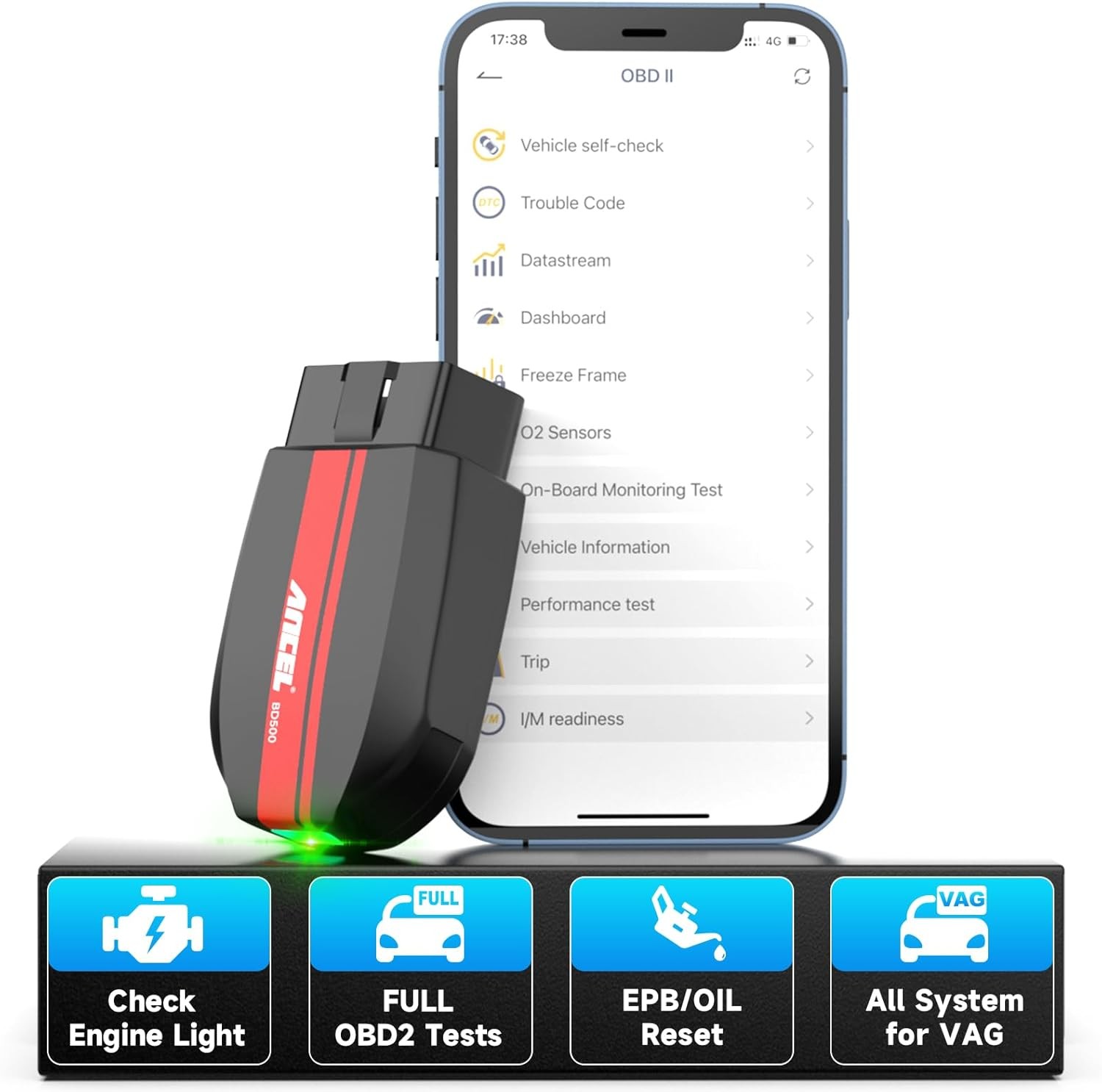 ANCEL BD500 Bluetooth Diagnostic Scan Tool for VW Audi Seat Skoda OBD2 Diagnosis