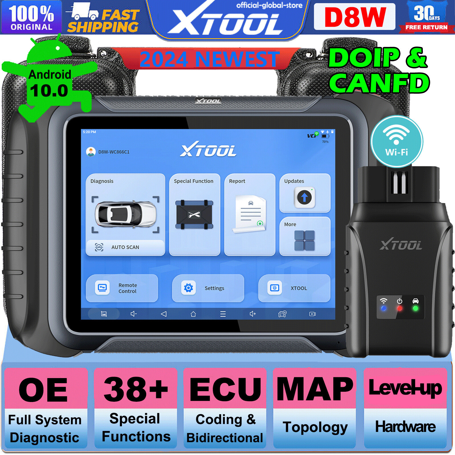 XTOOL D8W Wifi Scanner Coding Bidirectional Full Diagnostic Tool DoIP Topology