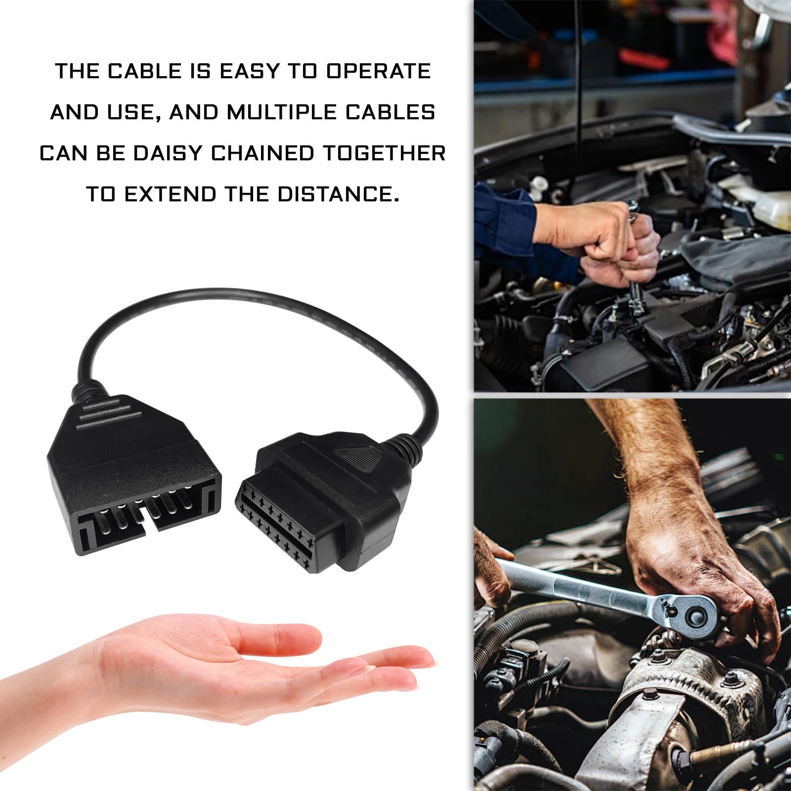 QKYS OBD1 Scanners, to OBD2 GM Adapter, 12 Pin OBD II black
