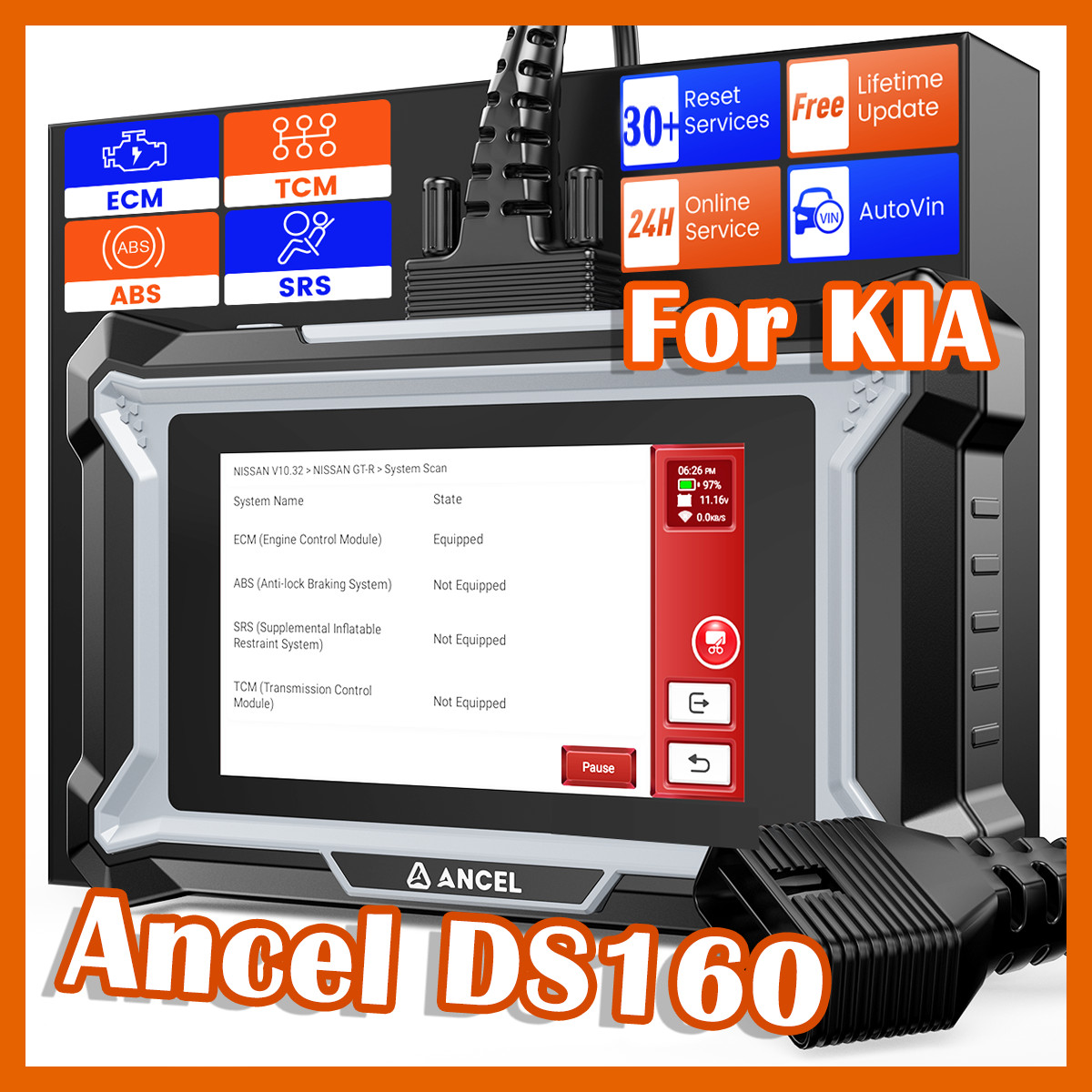 Ancel DS160 OBD2 Diagnostic Scanner ECU Coding Active Test Reset For KIA Hyundai