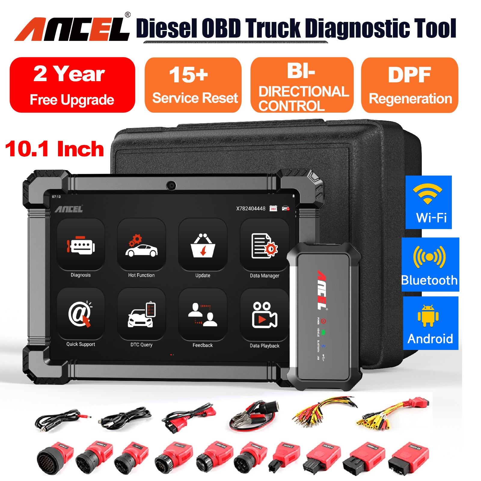 ANCEL X7 HD 10” Heavy Duty Truck Scanner Full System Diagnostic Tool 40+ Reset
