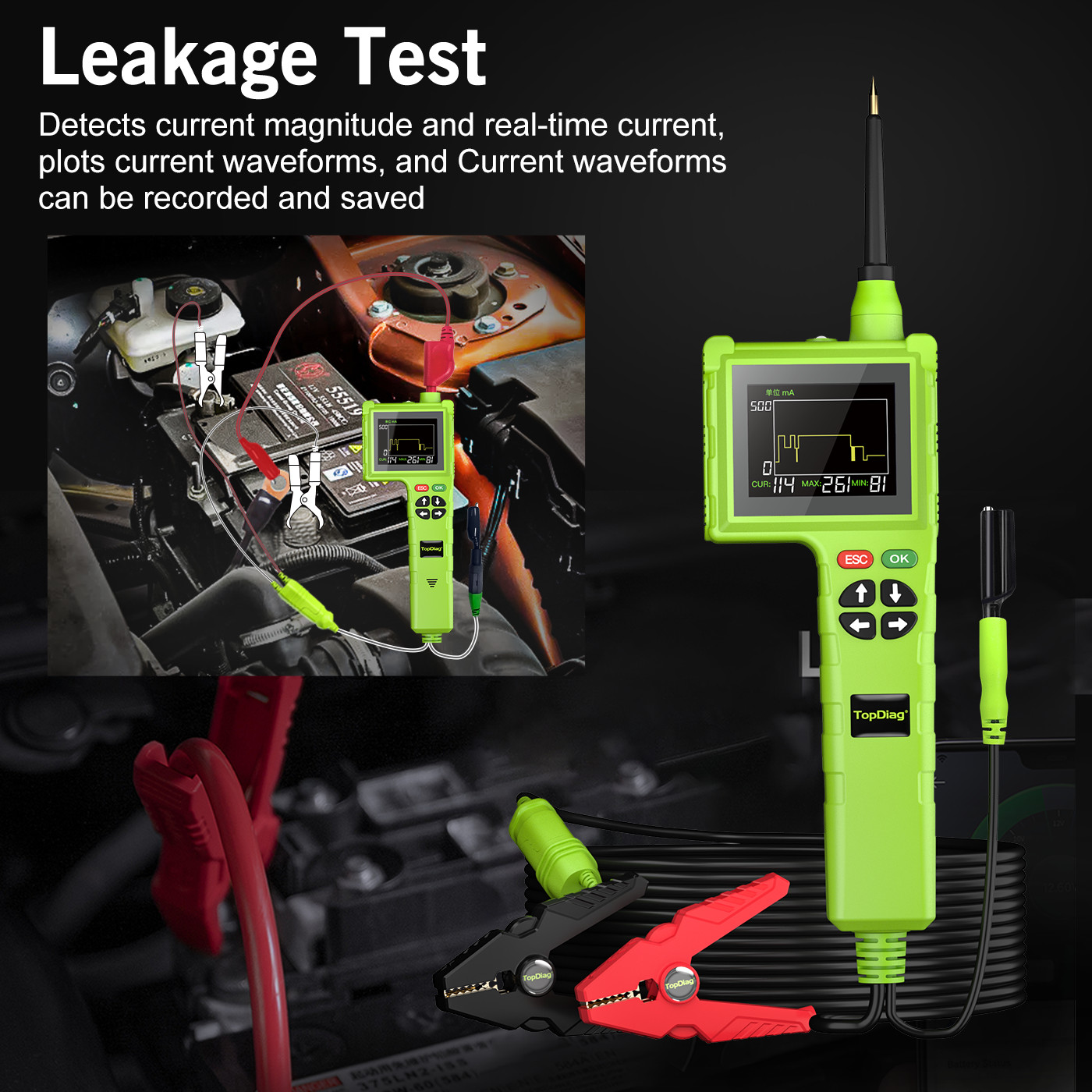 TopDiag P200 Pro Car Circuit Tester Power Probe Relay Fuel Injector Tester