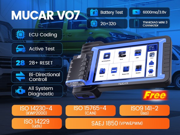 🔥MUCAR VO7 OBD2 Car Diagnostic Auto Scanner Full System 28+Reset Bidirectional