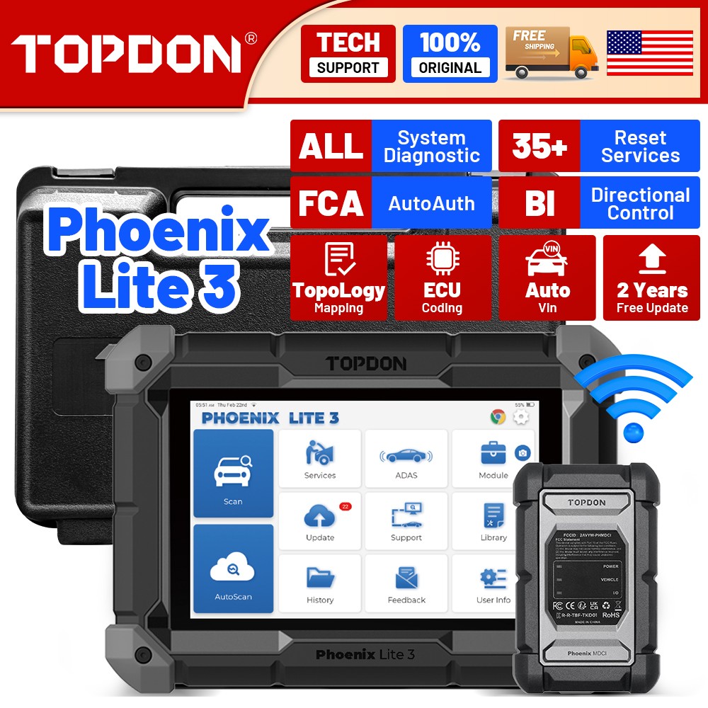 TOPDON Phoenix Lite3 Diagnostic Tool 35+ Reset Bidirectional VAG Guided Function