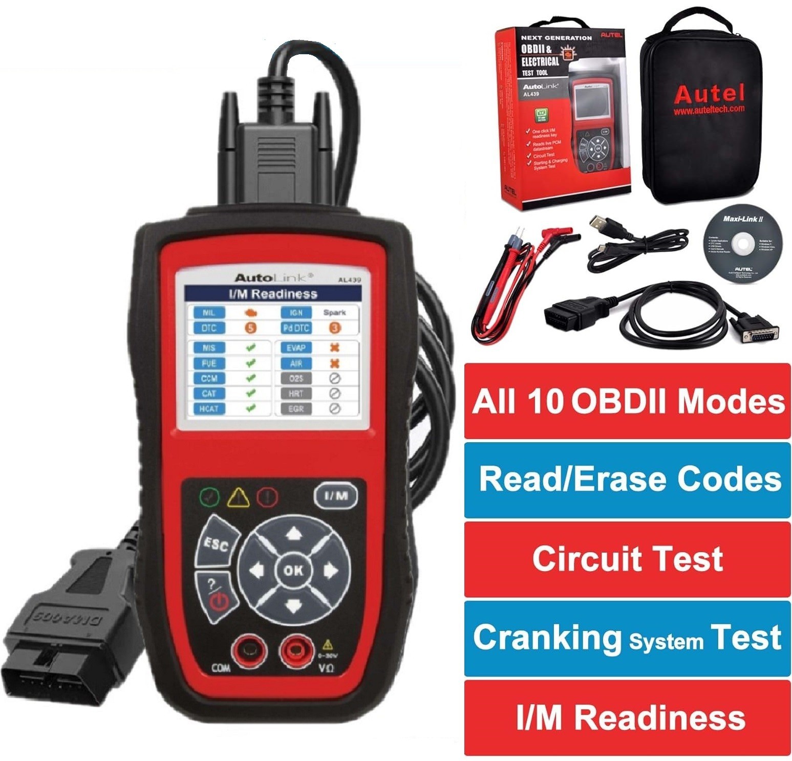 AutoLink AL439 OBD2 Diagnostic Tool Check Engine Emission PCM O2 VIN Electrical