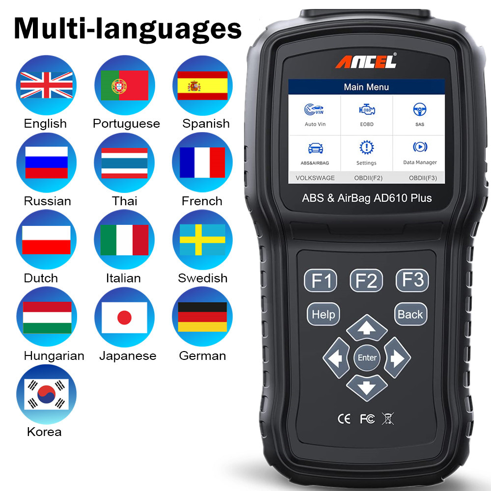 Ancel AD610 PRO Bi-Directional Scan Tool WiFi OBD2 Diagnostic Scanner ABS SRS