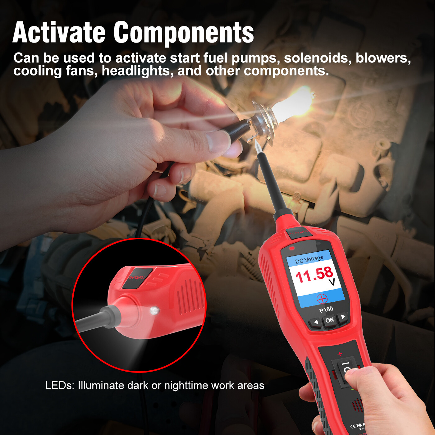 Topdiag P180 9-30V Car Circuit Tester Power Probe Circuit Breaker Finder Tool