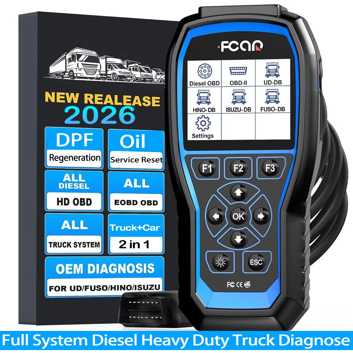 For Isuzu/UD/Hino/Fuso Heavy Duty Truck All System HD OBD Code Reader DPF Regen