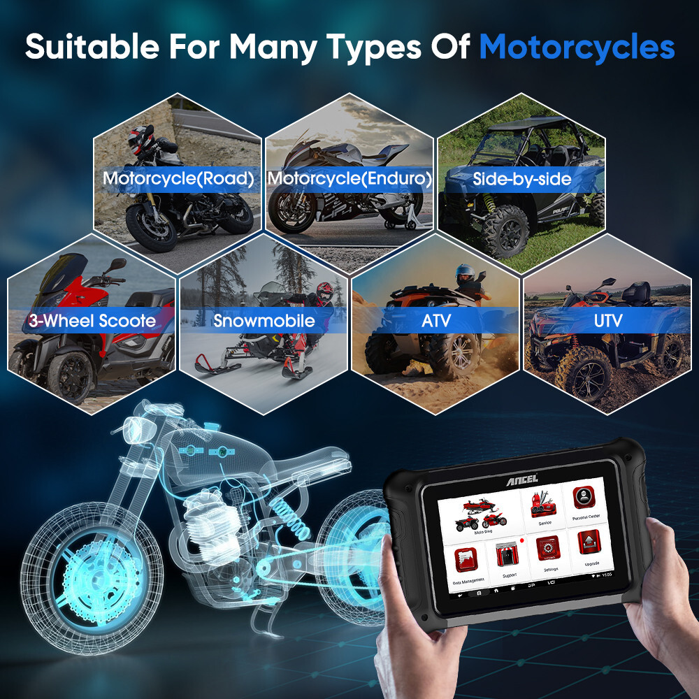 Ancel MT700 OBD2 Scanner Motorcycle Diagnostic Tool Fit For Ducati Triumph KTM
